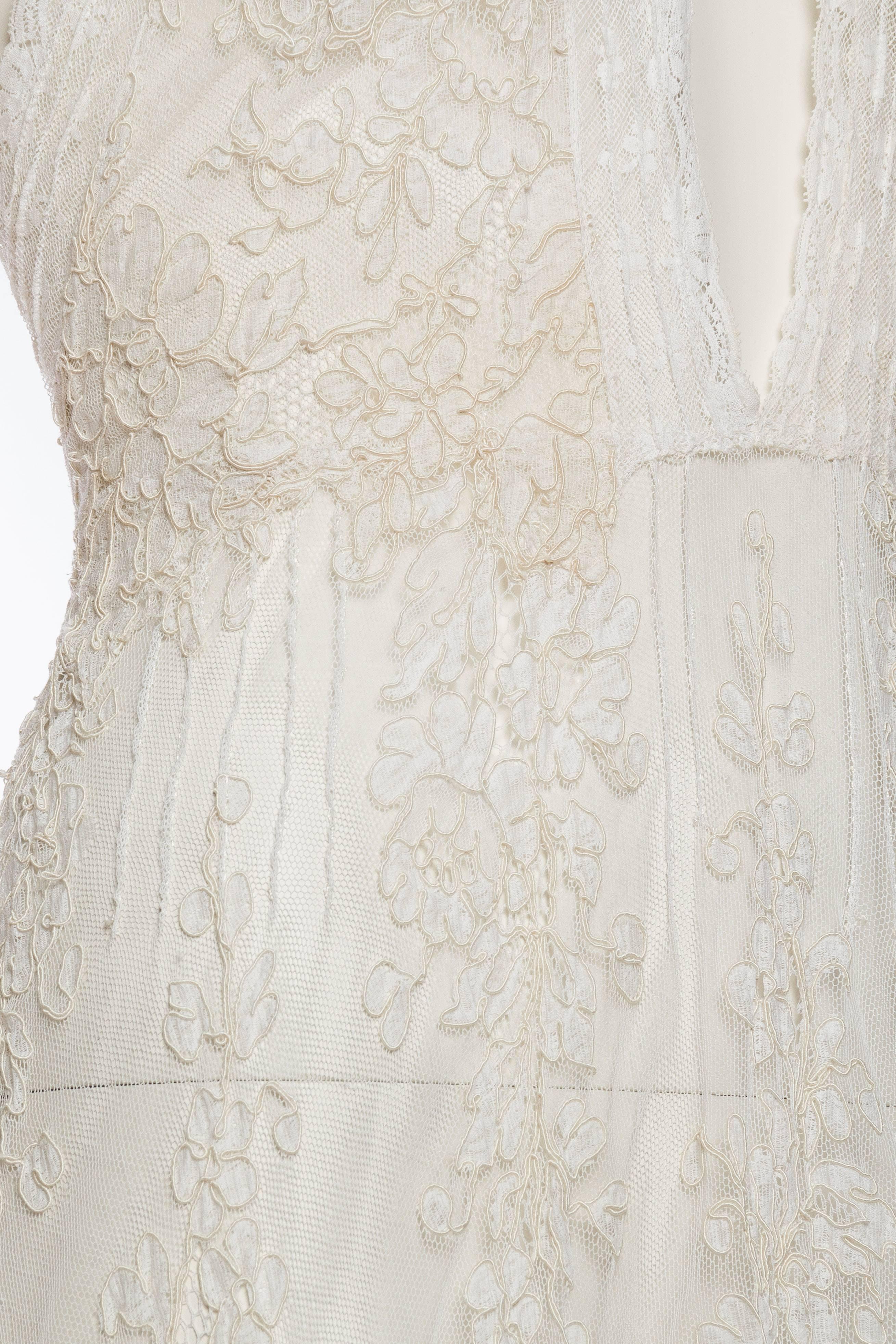 Exquisite Belle Epoch Victorian Lace Backless Trained Gown 1