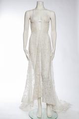 Exquisite Belle Epoch Victorian Lace Backless Trained Gown