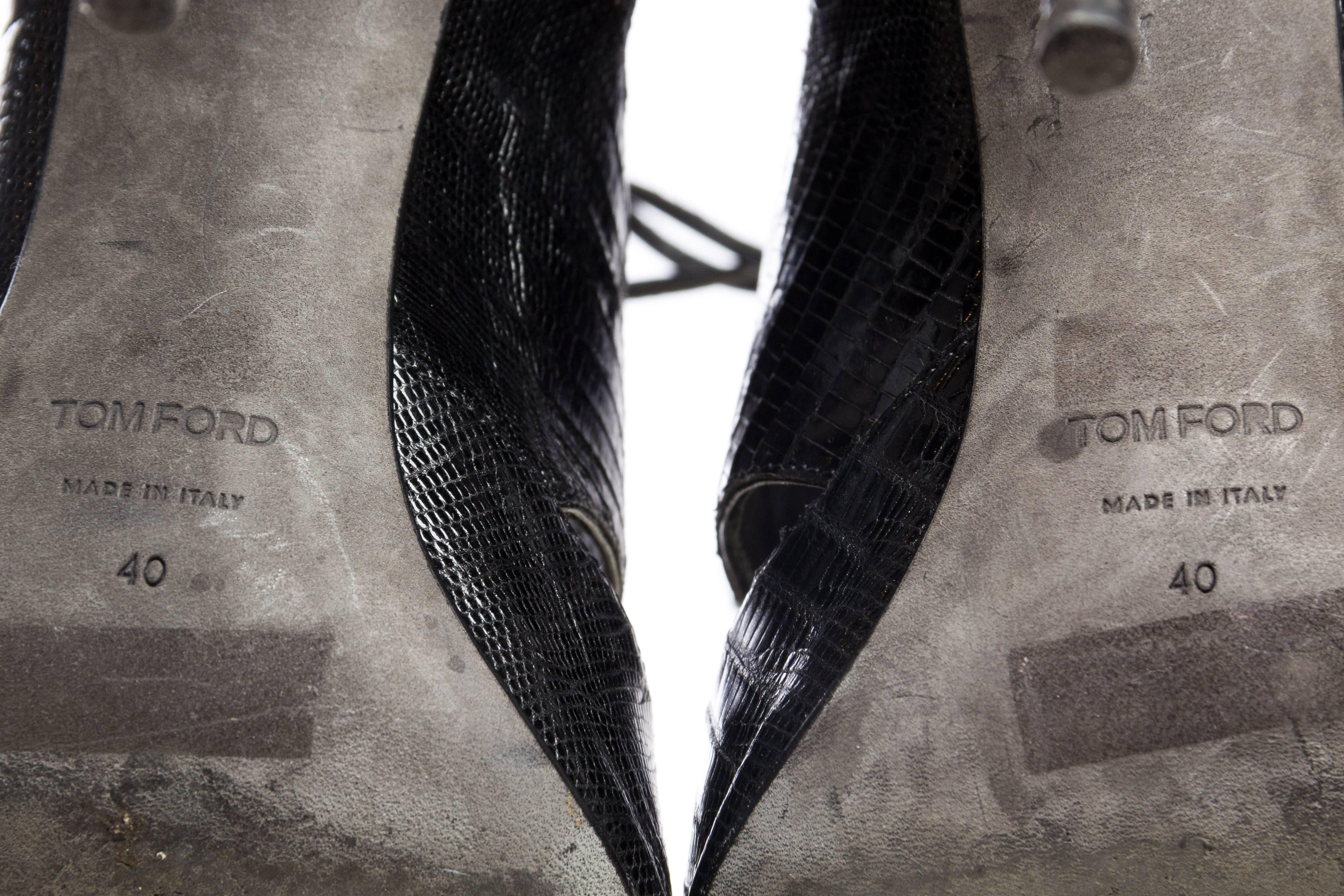 2000S Tom Ford  Lizard Skin Peep-Toe Pumps Shoes For Sale 4