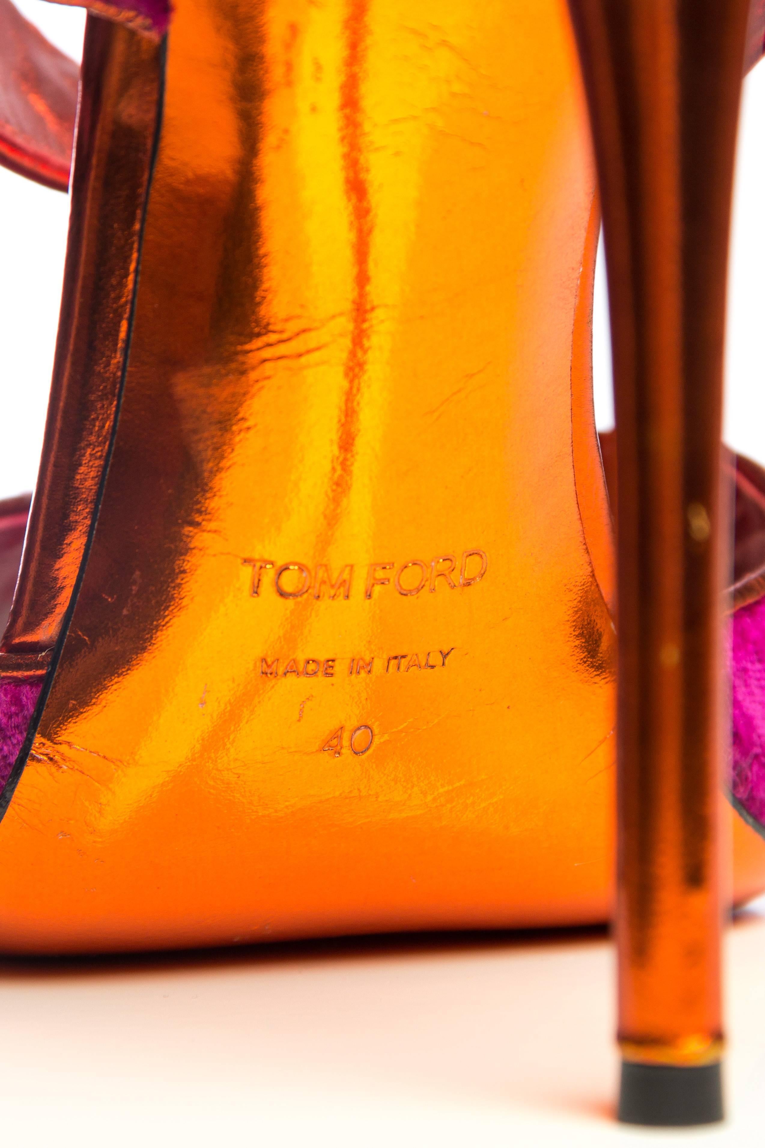 Tom Ford Metallic and Velvet Peep-Toe Pumps size 40 1