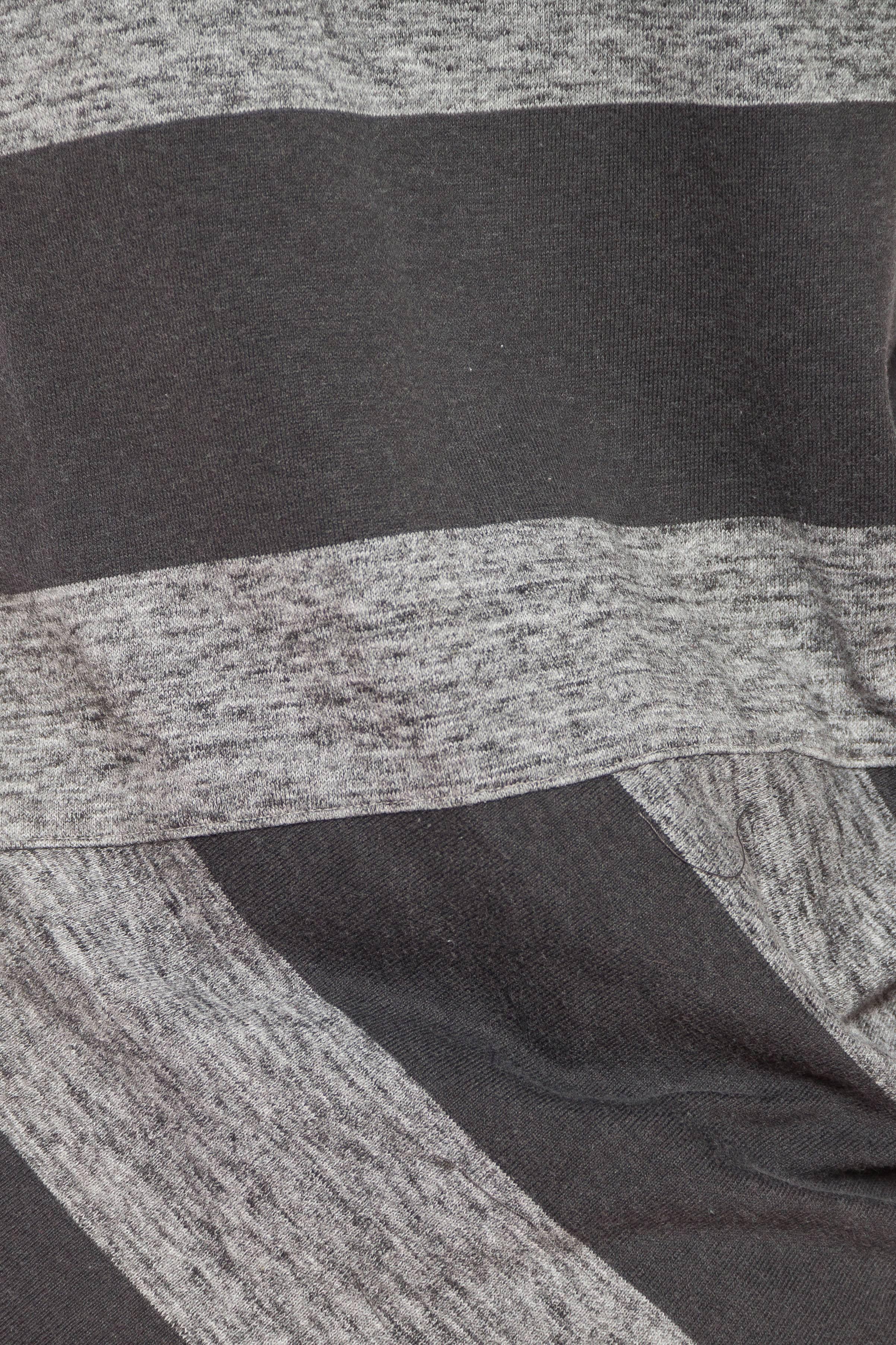 1980S ISSEY MIYAKE Grey Striped Cotton Jersey Asymmetrical Draped T-Shirt 4