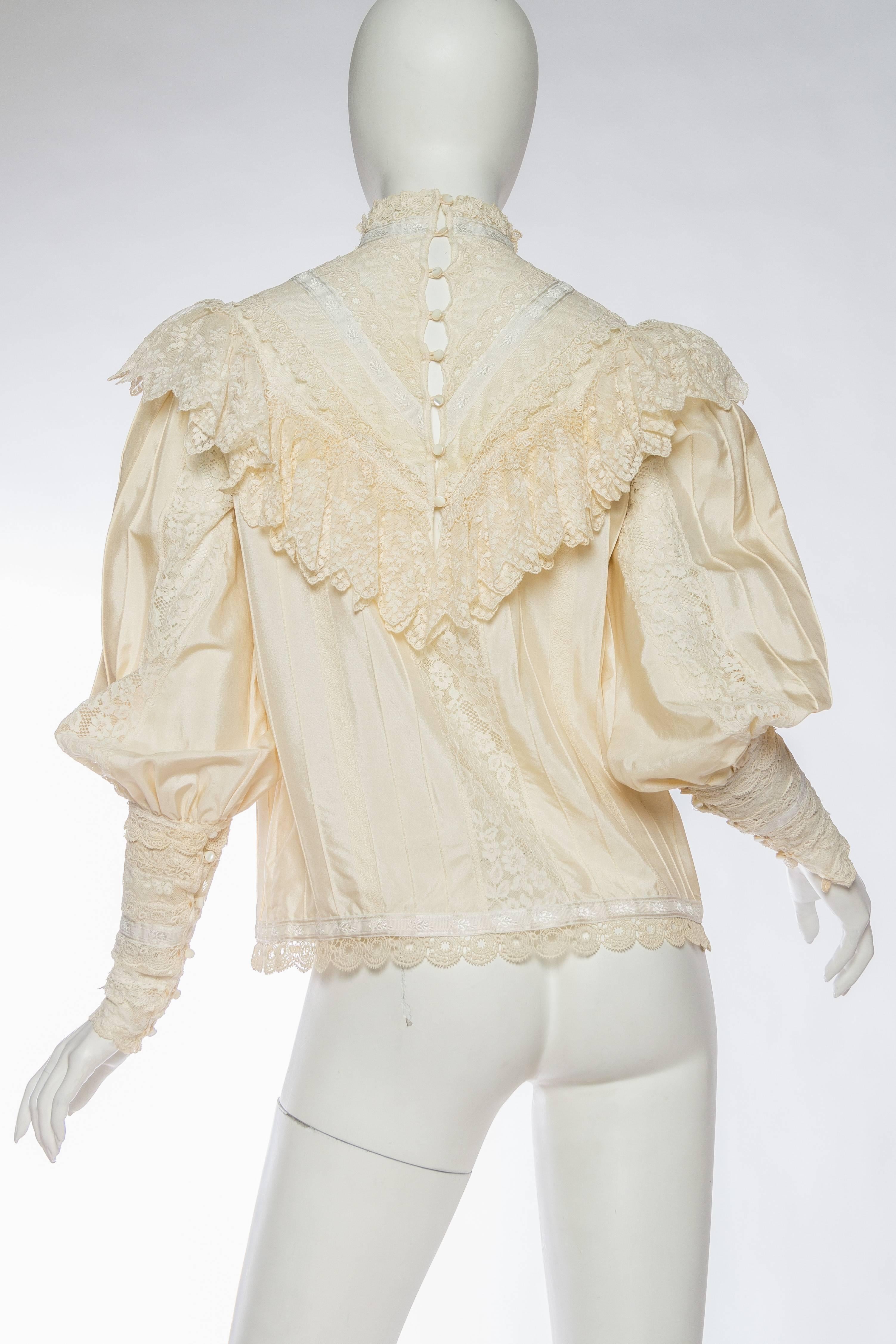 1970s Victoriana Blouse made from Antique Lace In Excellent Condition In New York, NY