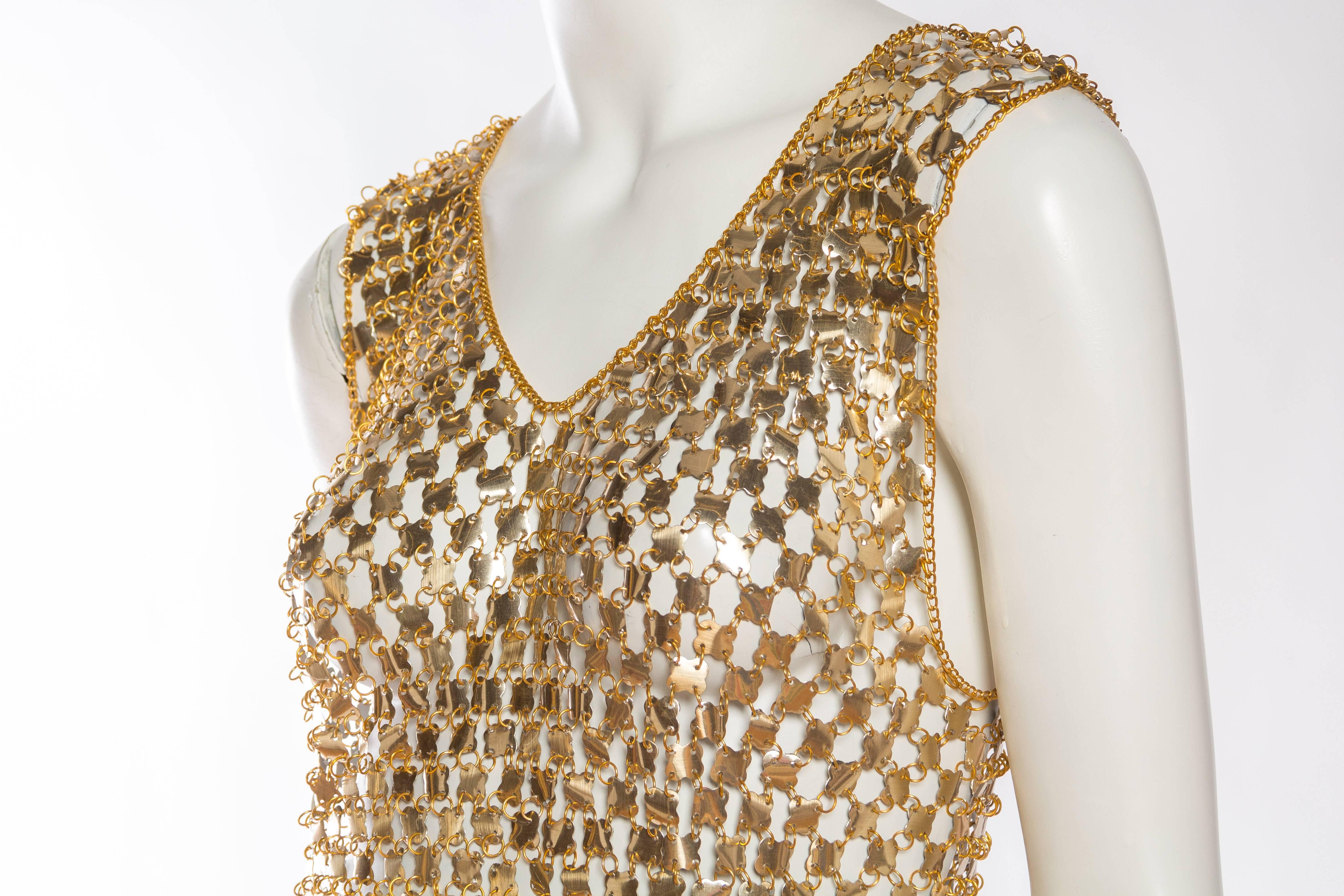 Paco Attributed gold Chain Link Dress In Excellent Condition In New York, NY