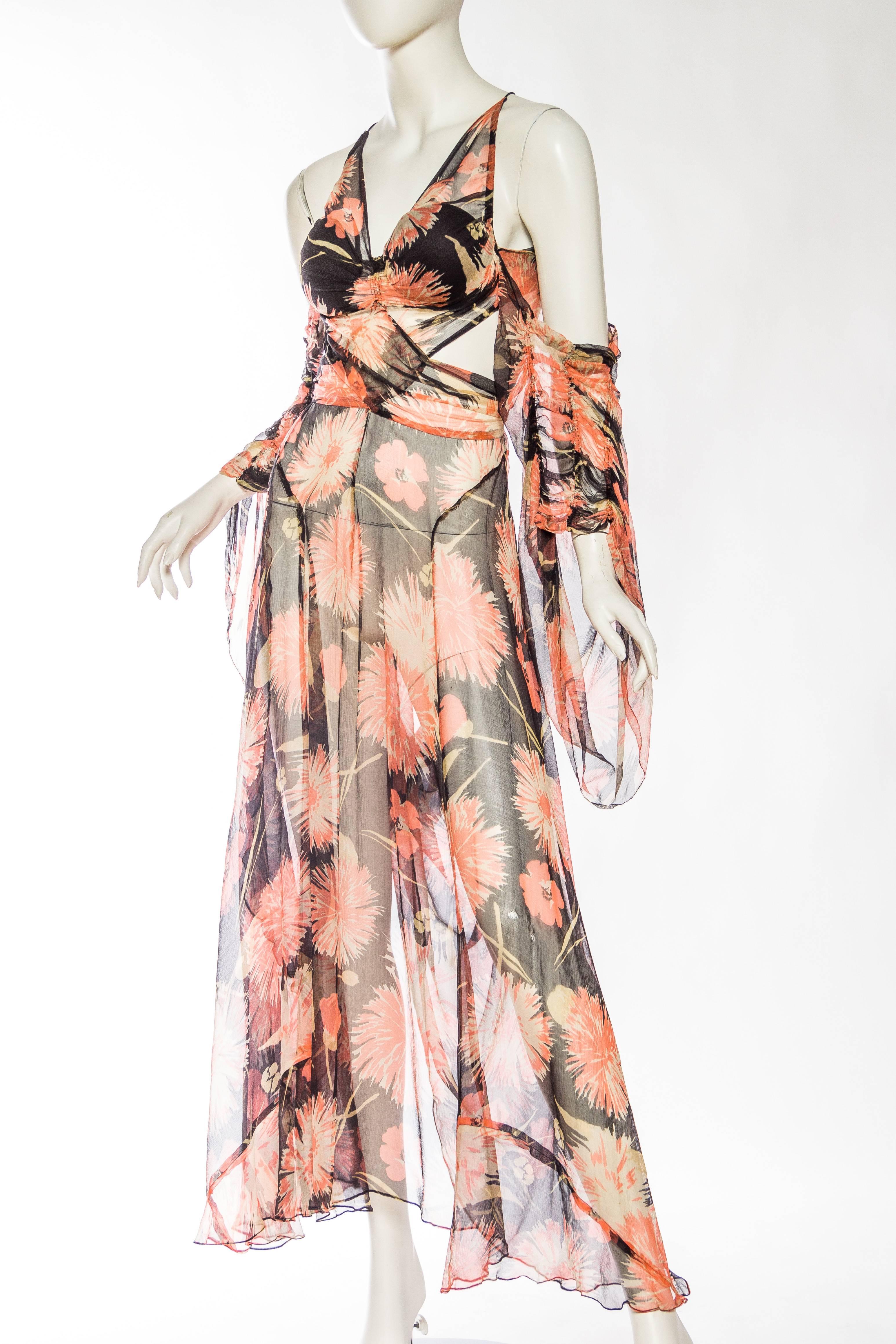 Rebuilt 1930s Sheer Silk Chiffon Dress In Excellent Condition In New York, NY