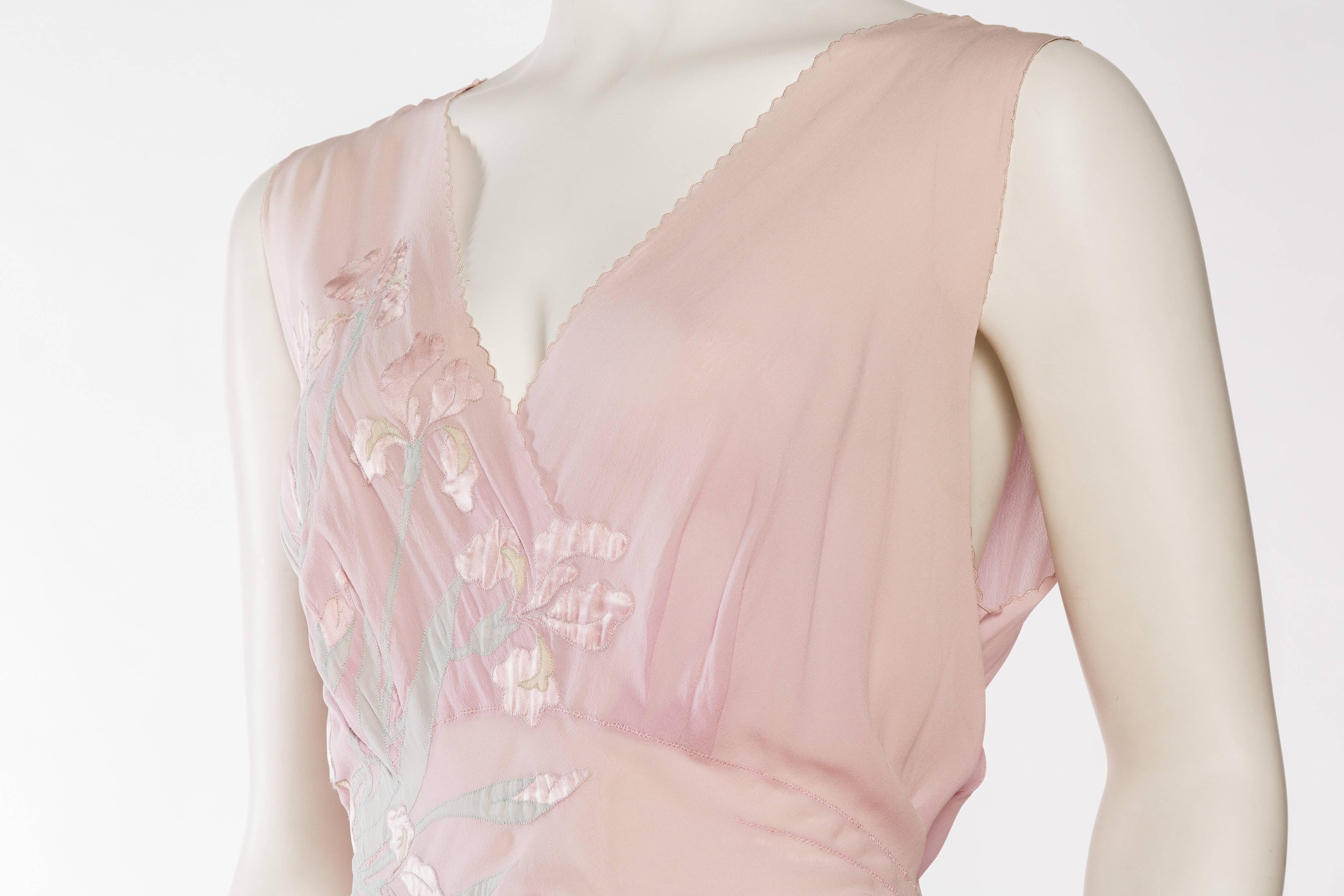 Beige 1930s Couture Silk Negligee Slip Dress