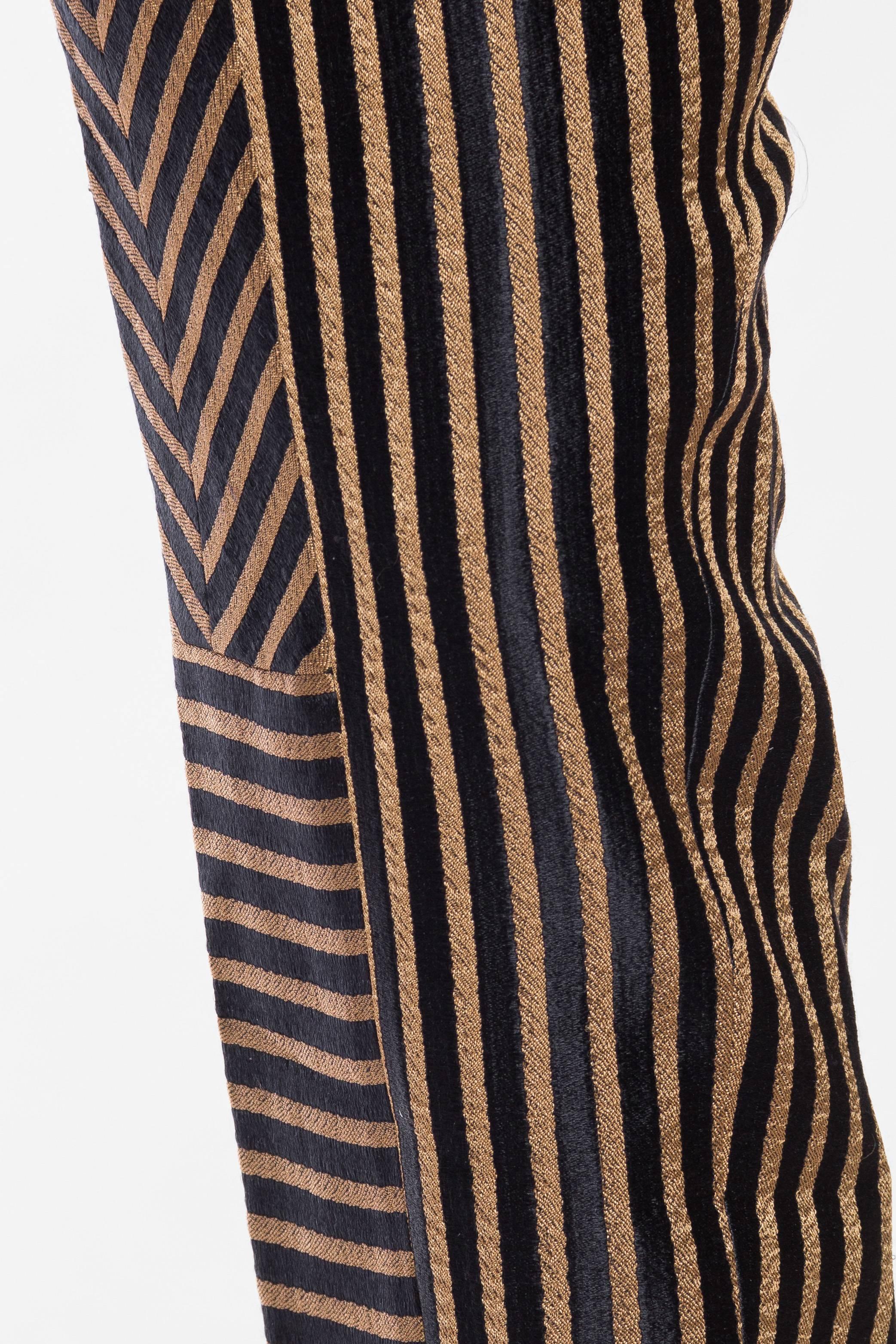 High-Waisted Gianfranco Ferre Silk Striped Trousers 4