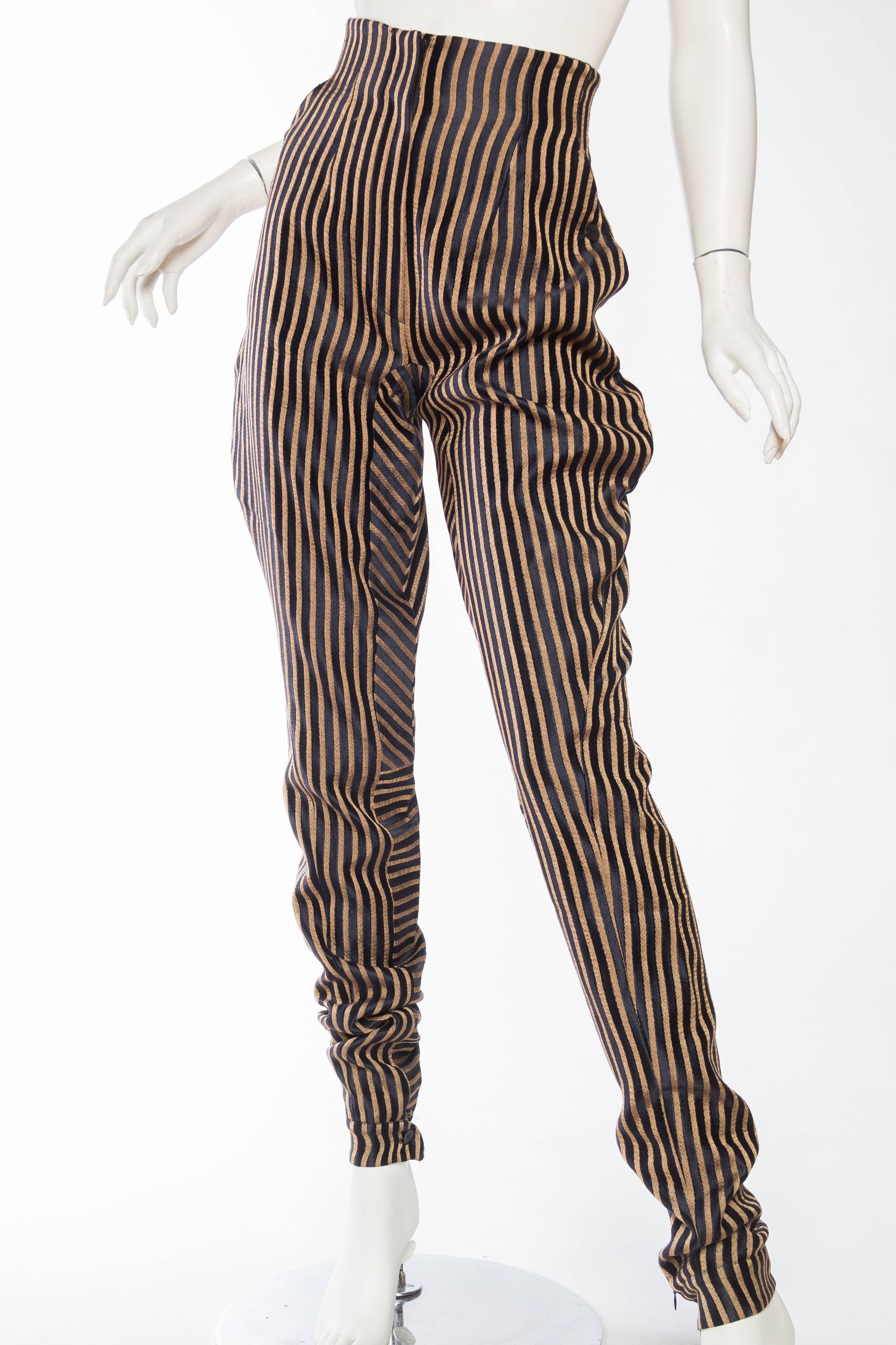 High-Waisted Gianfranco Ferre Silk Striped Trousers In Excellent Condition In New York, NY