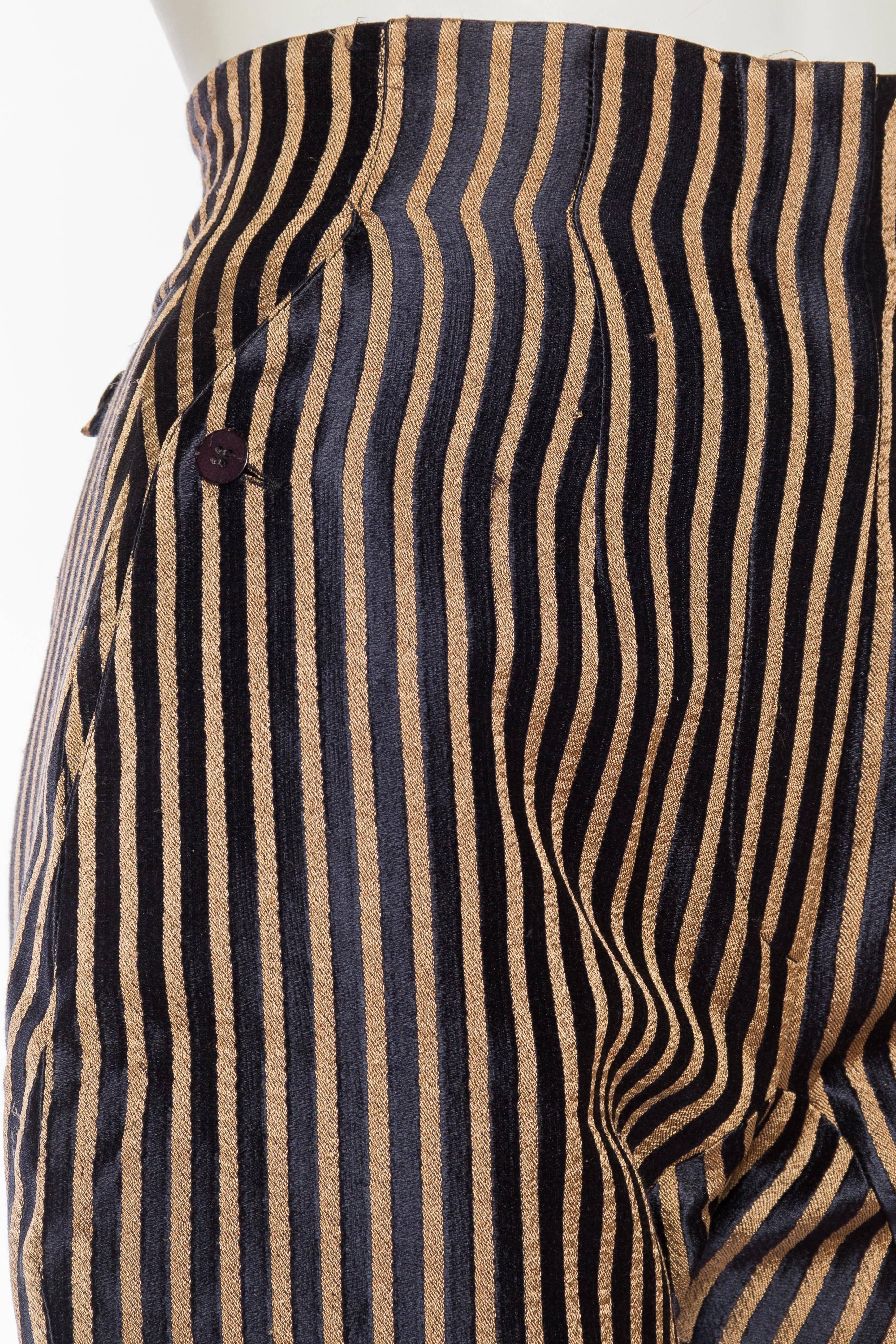 High-Waisted Gianfranco Ferre Silk Striped Trousers 2