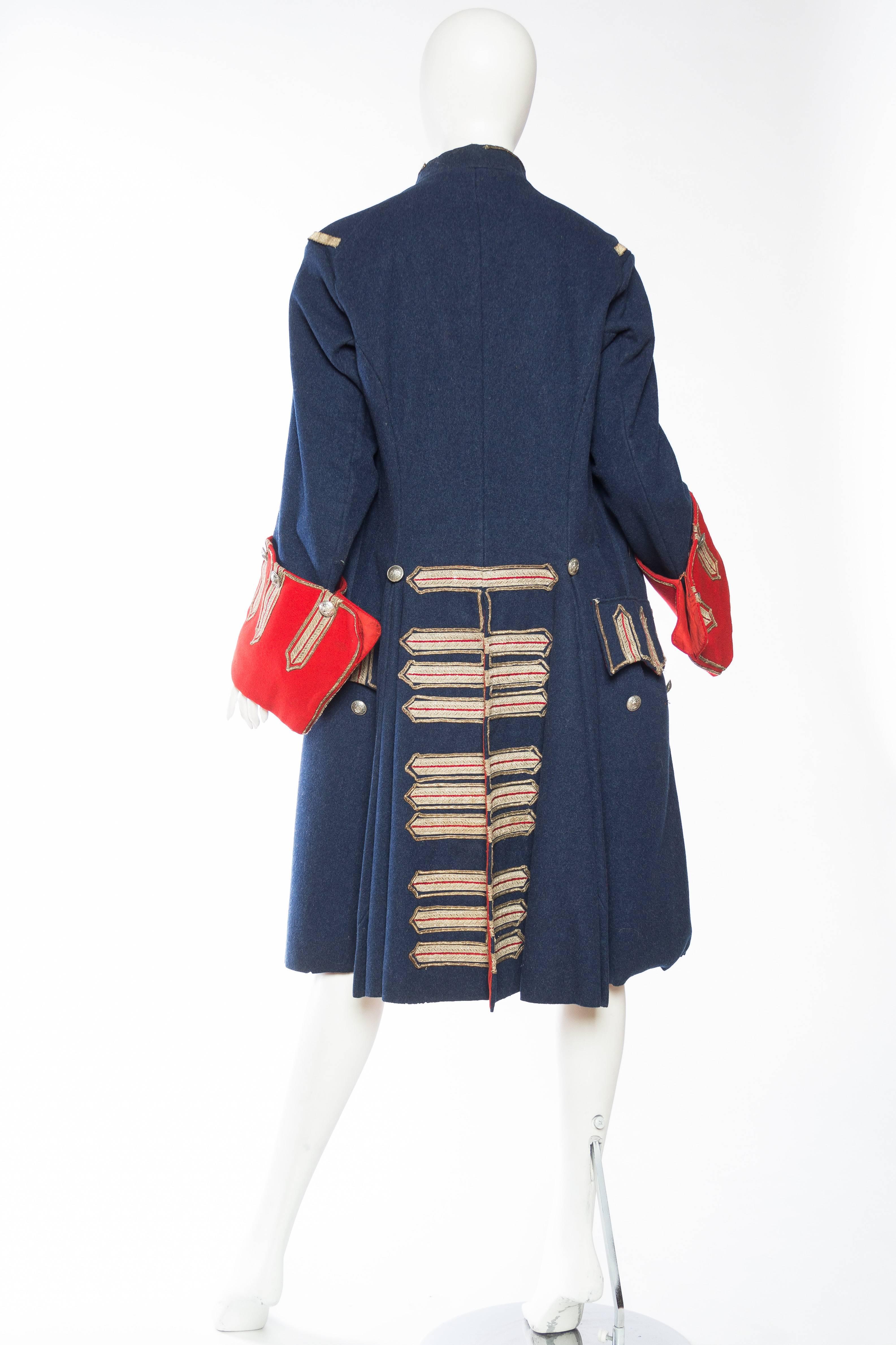 Black Victorian Blue & Red Wool Men's Antique French Guarde Nationale Frock Coat With For Sale