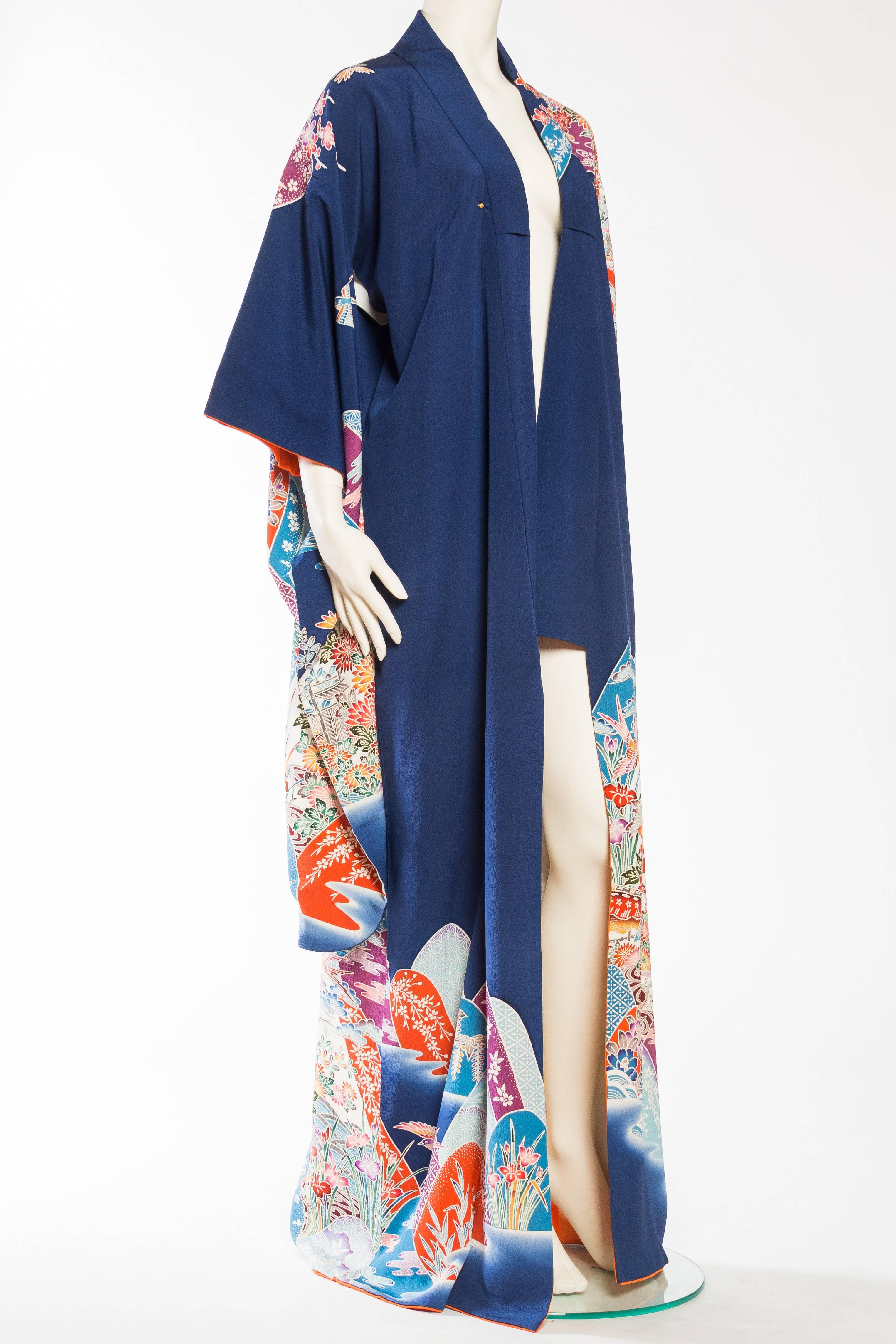 Rare peint à la main japonaise des années 1960  Kimono Bon état - En vente à New York, NY