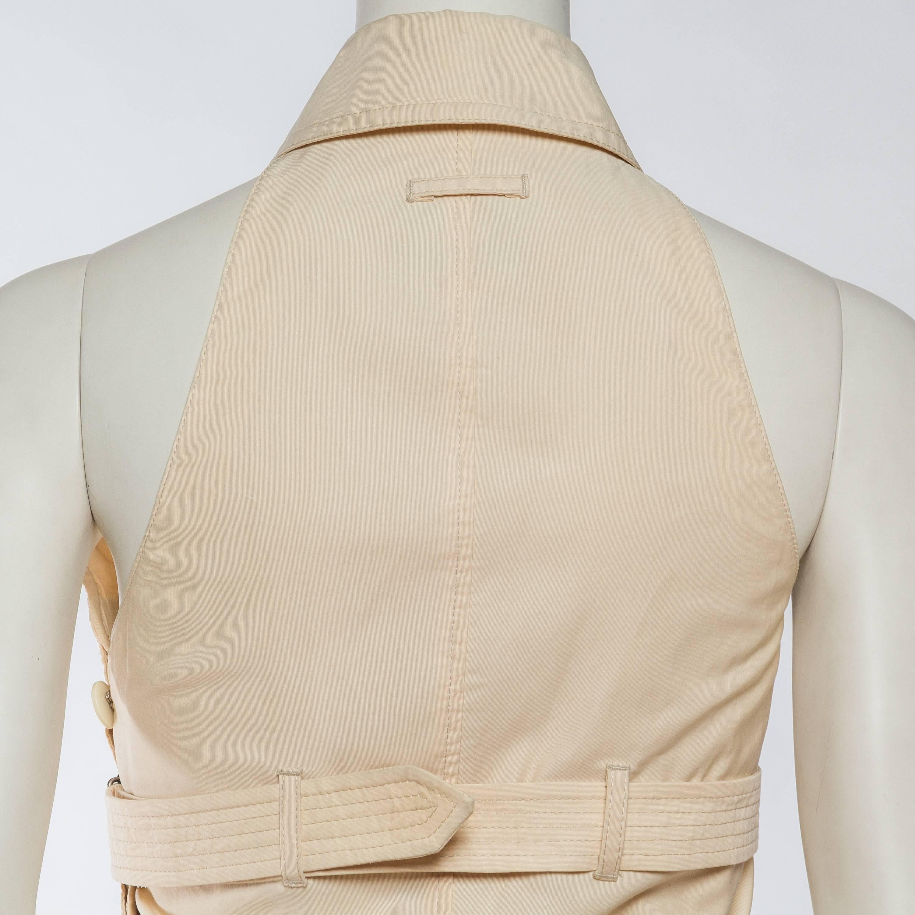 1990S JEAN PAUL GAULTIER Beige Cotton Bondage Strap Trench Coat Inspired Dress 2