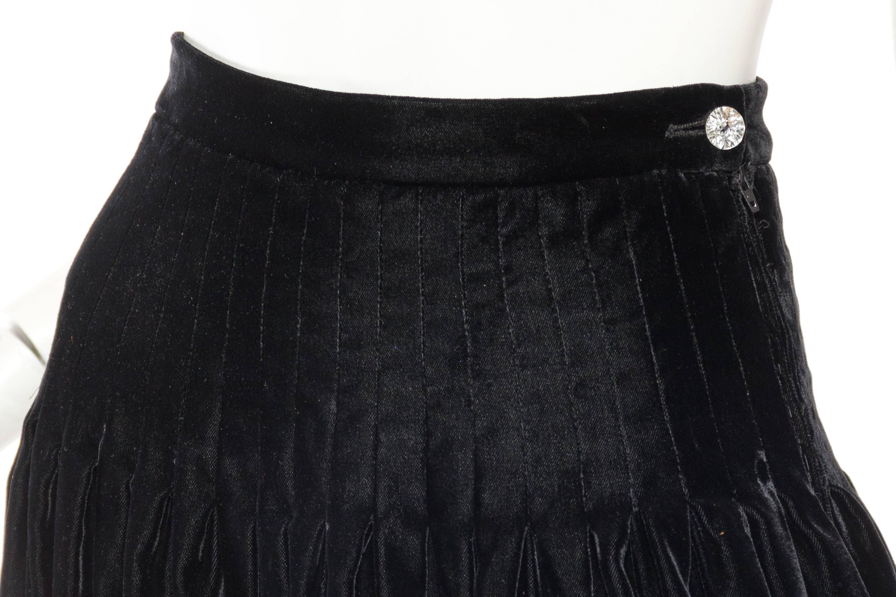 Valentino Pleated Velvet Skirt 1