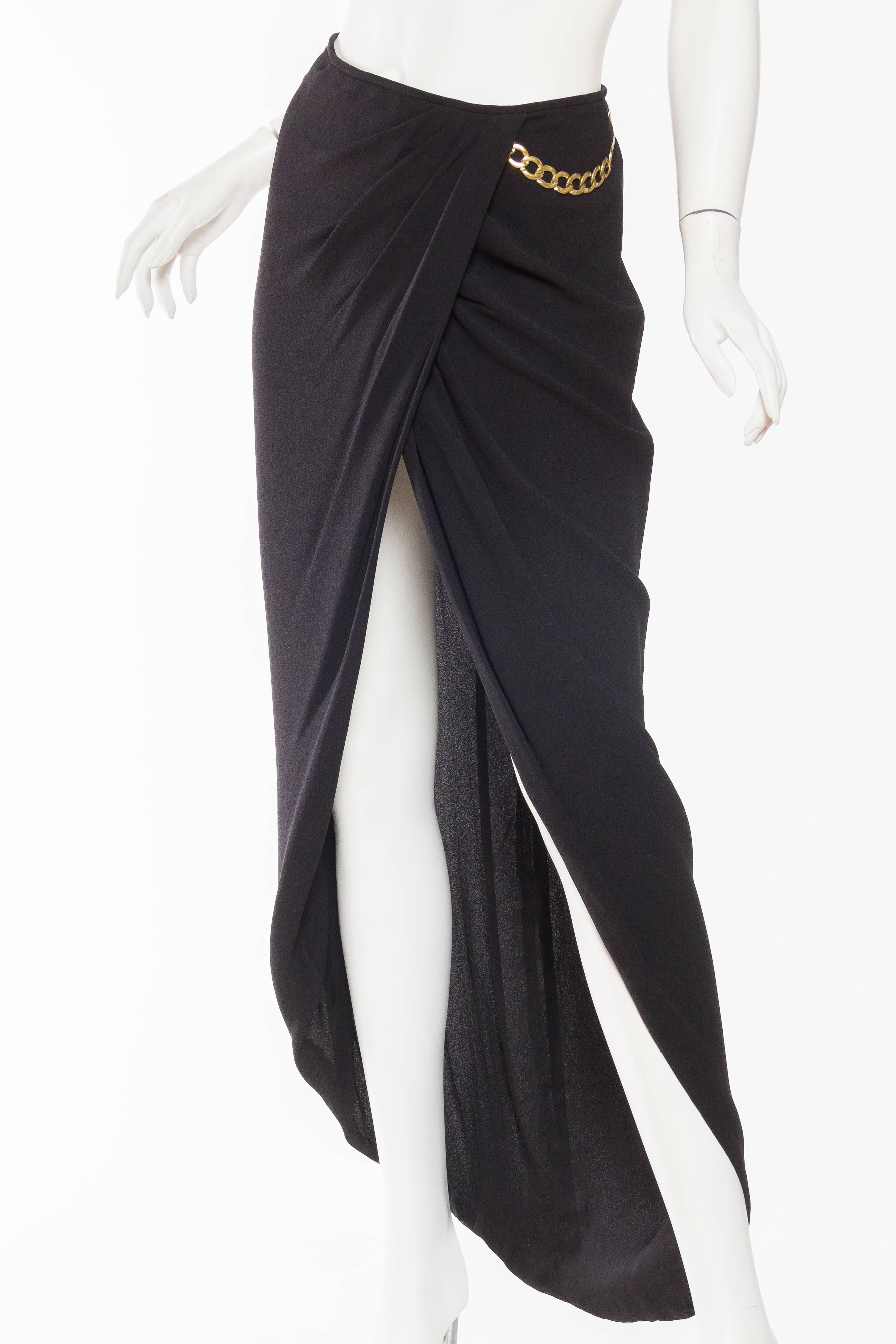 Alexander McQueen Draped Skirt with Chain Detail In Excellent Condition In New York, NY