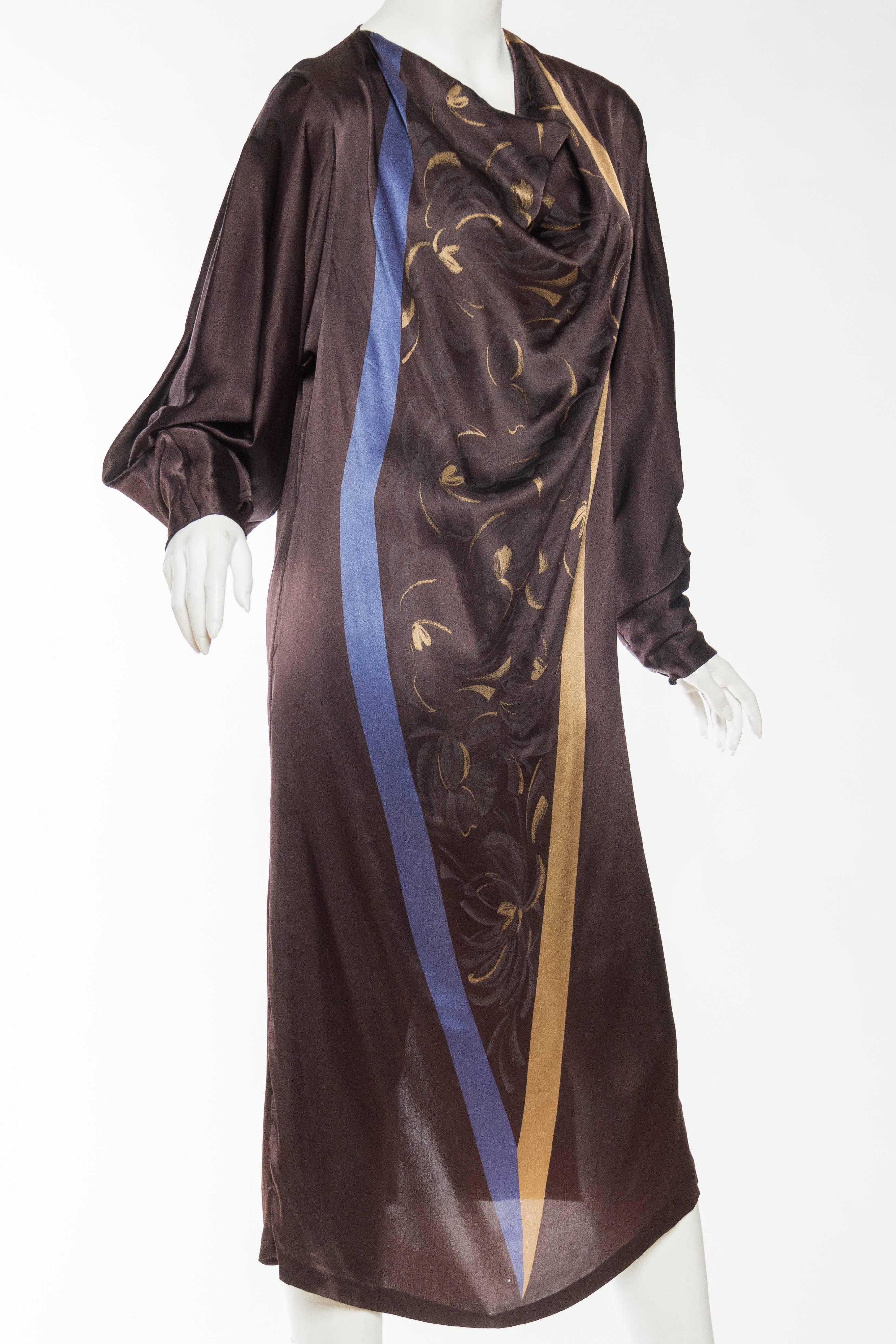 Black 1980s Gianni Versace Satin Tunic Dress