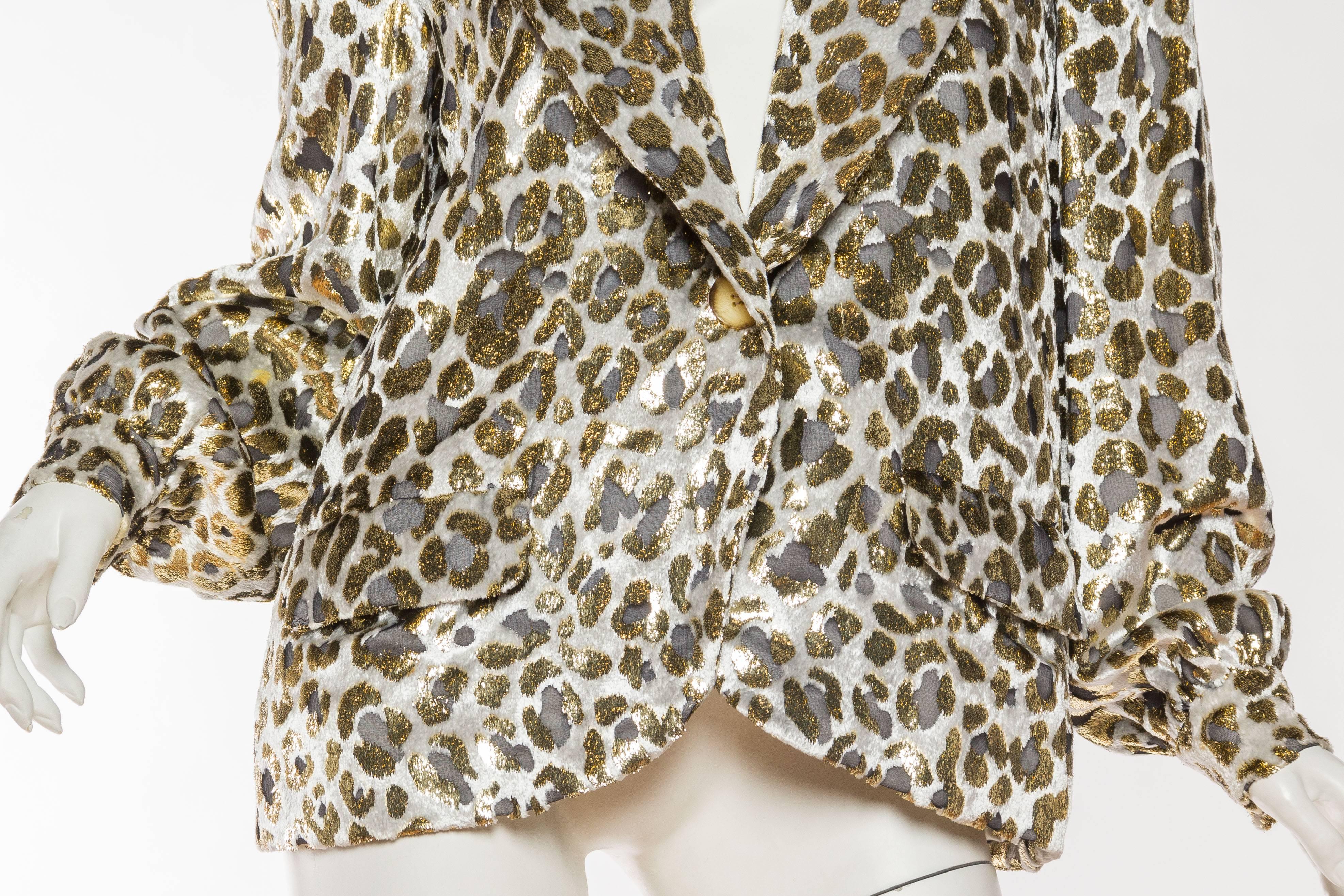 Gold Lurex Velvet Leopard Jacket Blouse by Bill Blass 3