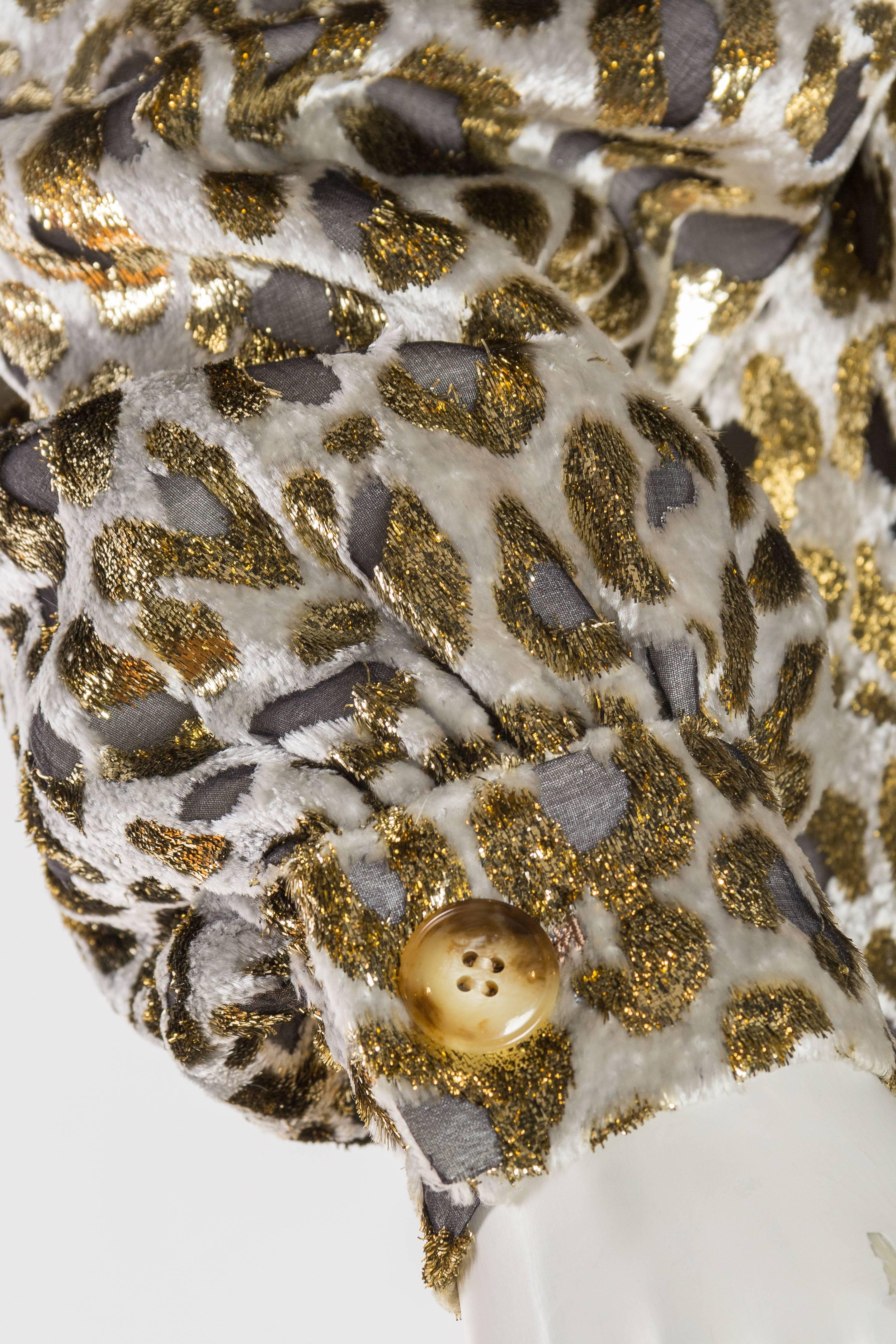 Gold Lurex Velvet Leopard Jacket Blouse by Bill Blass 4