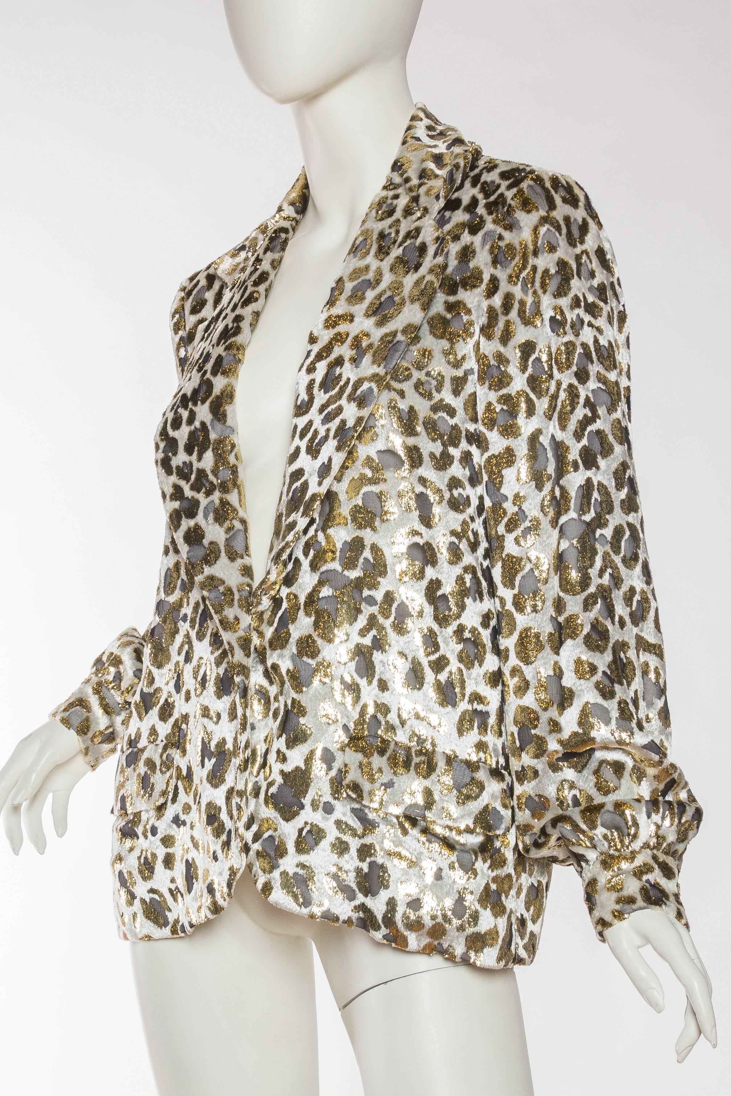 Gold Lurex Velvet Leopard Jacket Blouse by Bill Blass 1