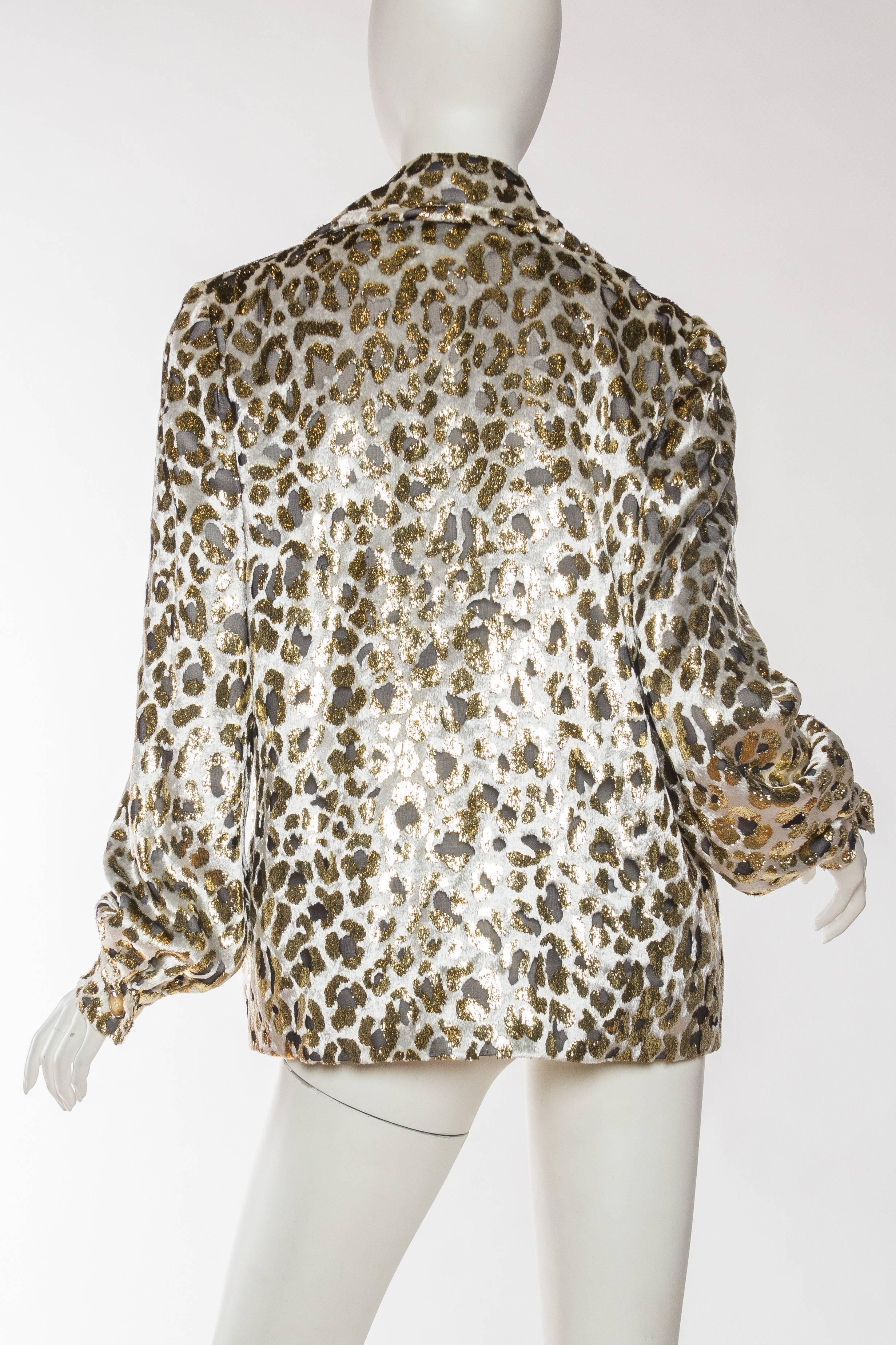 Gold Lurex Velvet Leopard Jacket Blouse by Bill Blass 2