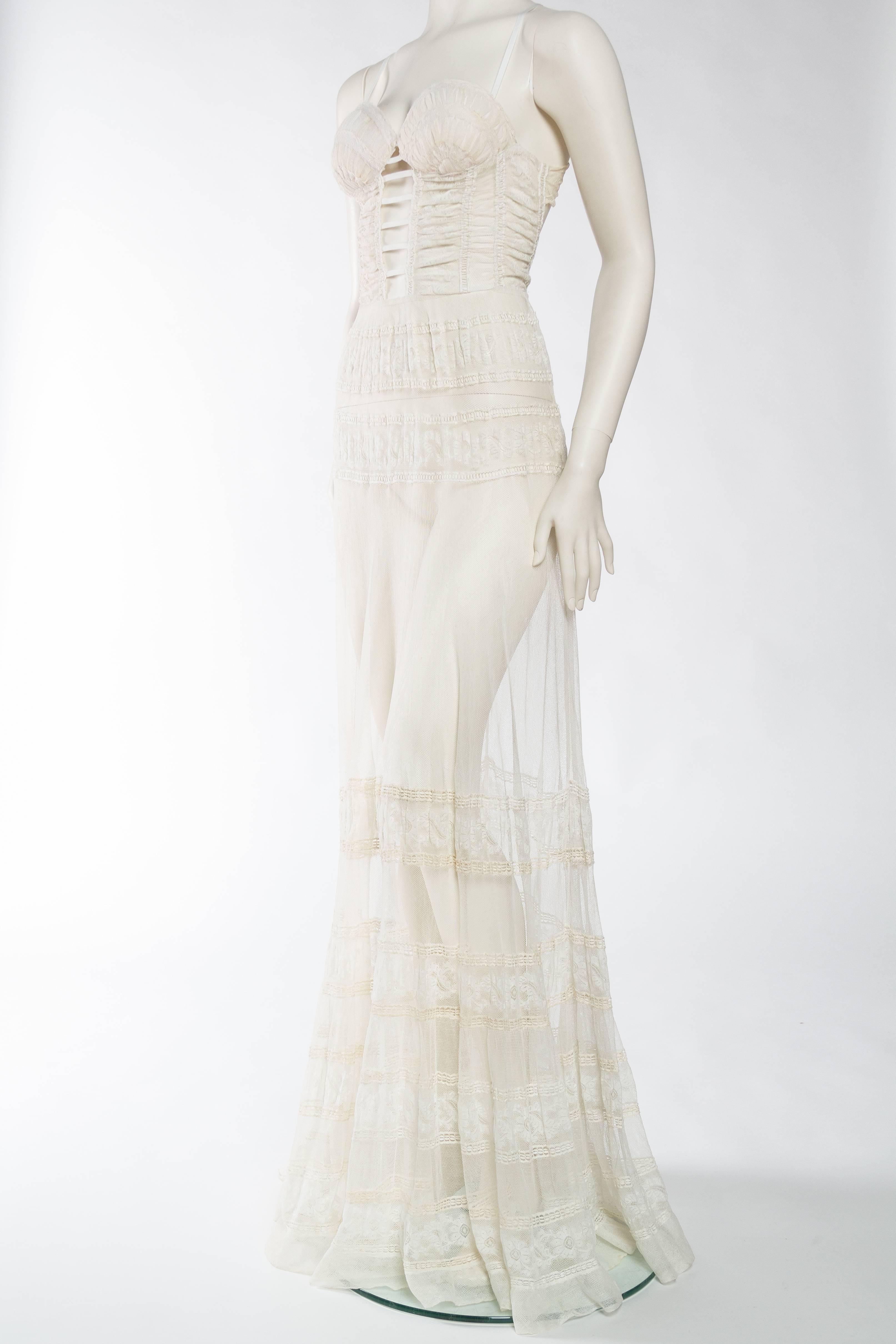 Rebuilt Victorian Net & Lace Tea Gown In Excellent Condition In New York, NY