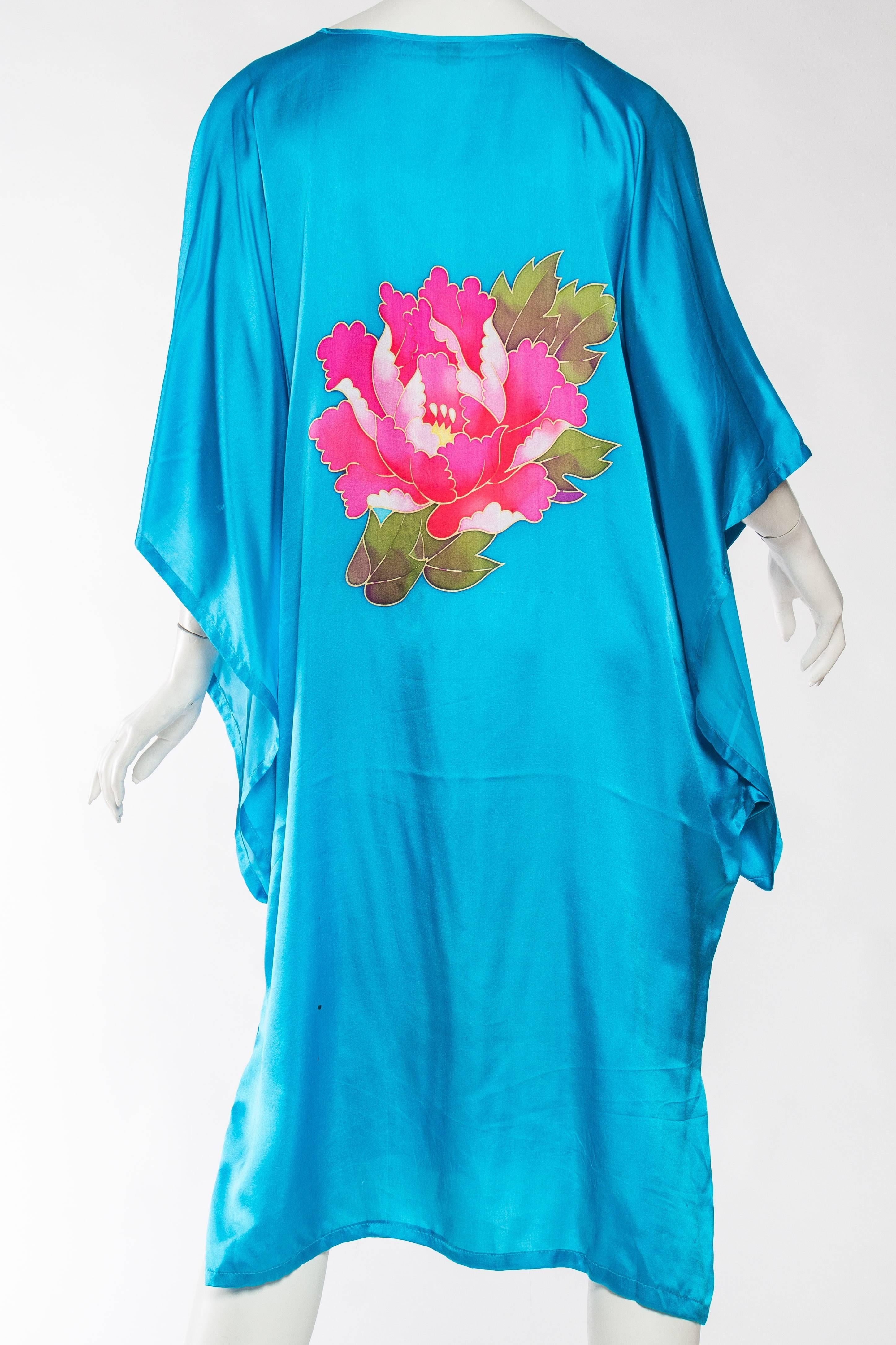 Gorgeous Hand Painted Silk Tunic Dress In Excellent Condition In New York, NY
