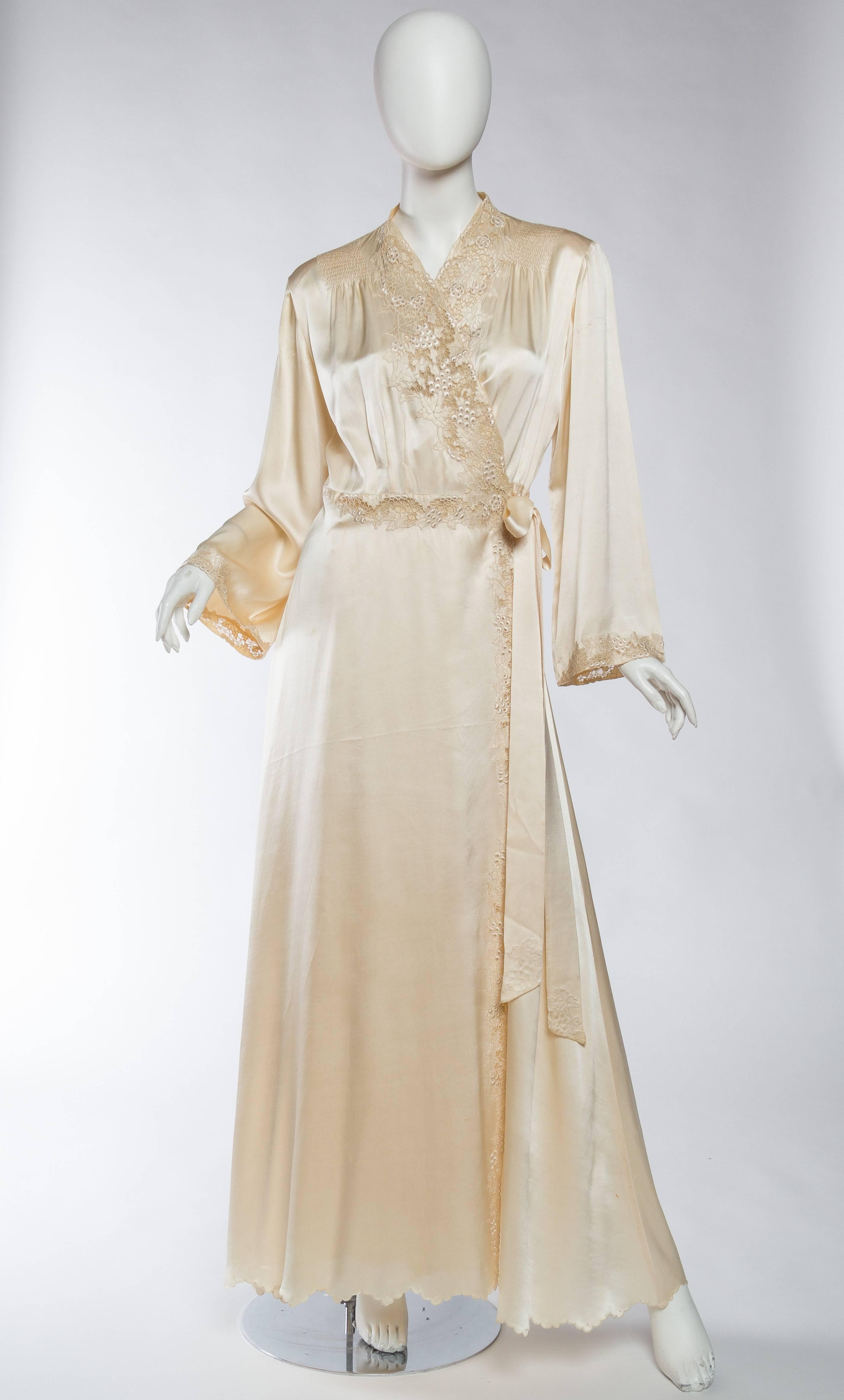 Vintage 1930s Cream Slipper Satin Dress  ALEXANDRAKING