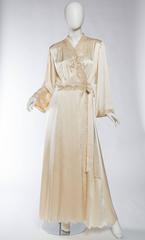 Exquisite Antique Hand Embroidered Couture Silk Dressing Gown