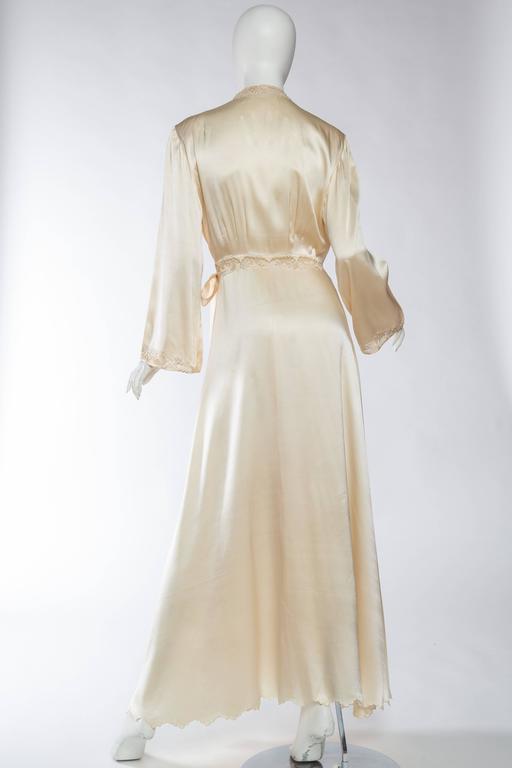 Exquisite Antique Hand Embroidered Couture Silk Dressing Gown at