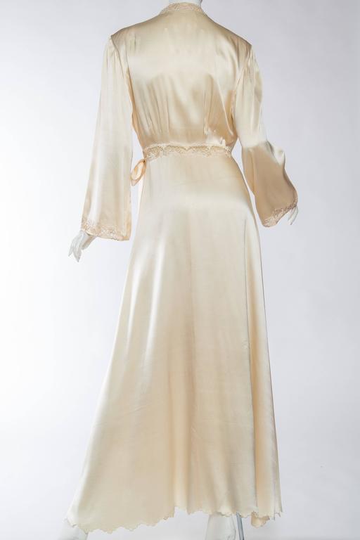 Exquisite Antique Hand Embroidered Couture Silk Dressing Gown at