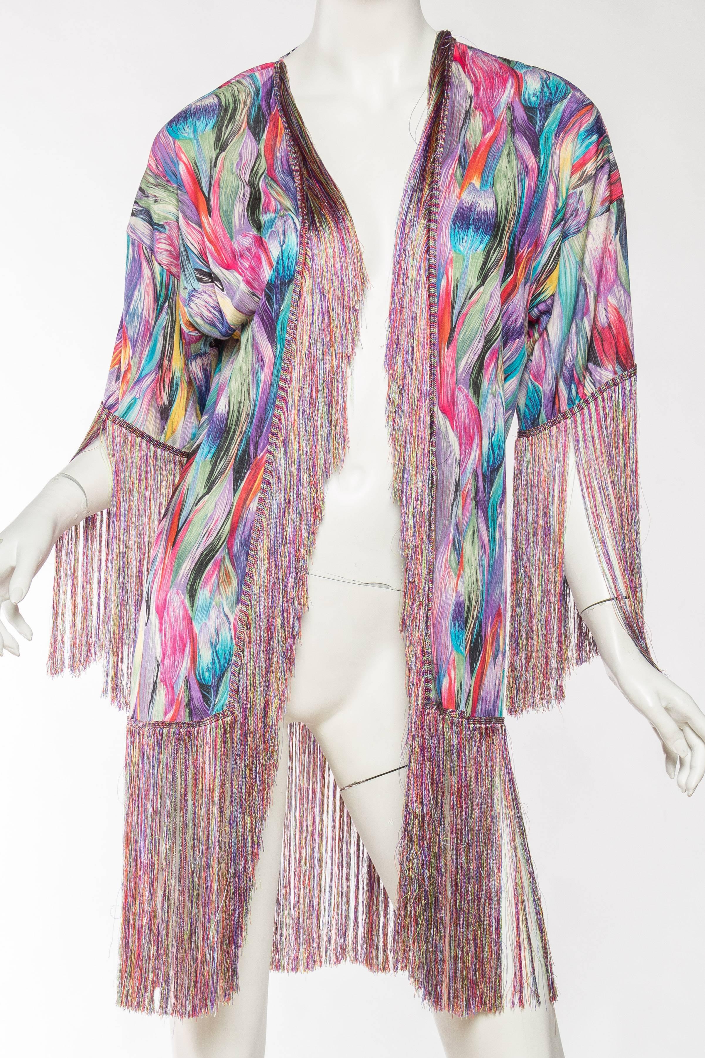1970s Missoni Fringed Silk Jersey Kimono In Excellent Condition In New York, NY