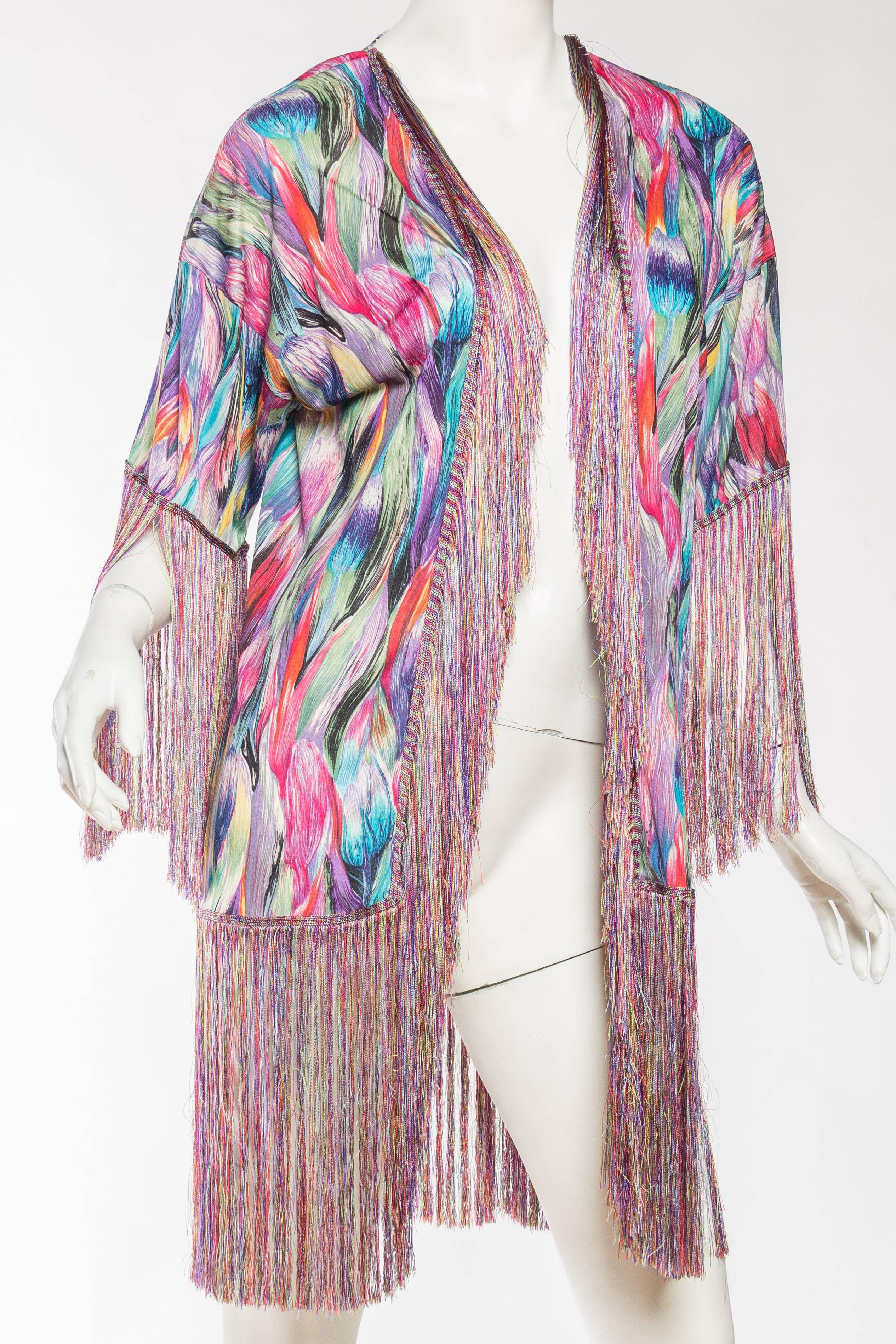 Women's or Men's 1970s Missoni Fringed Silk Jersey Kimono