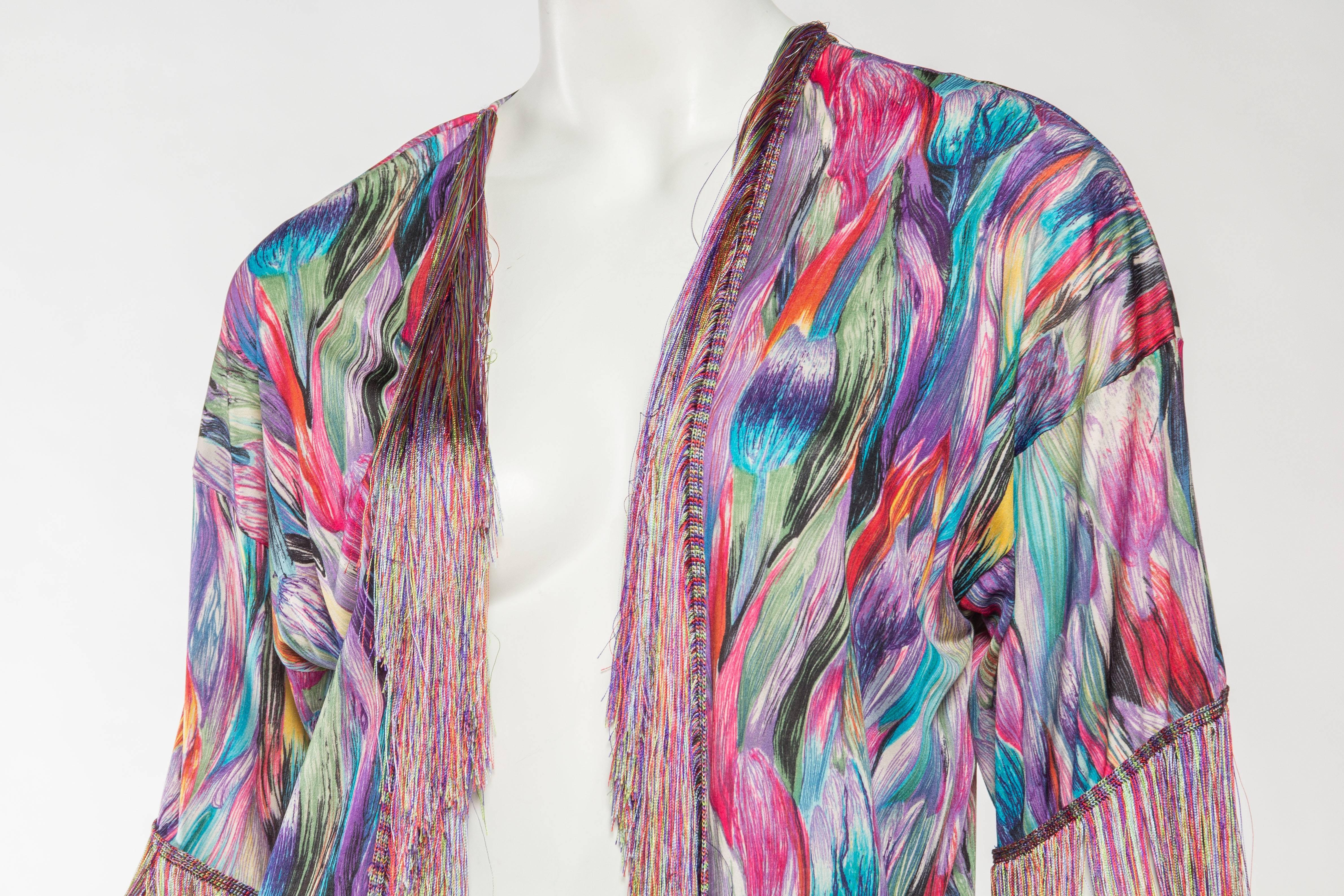 1970s Missoni Fringed Silk Jersey Kimono 3