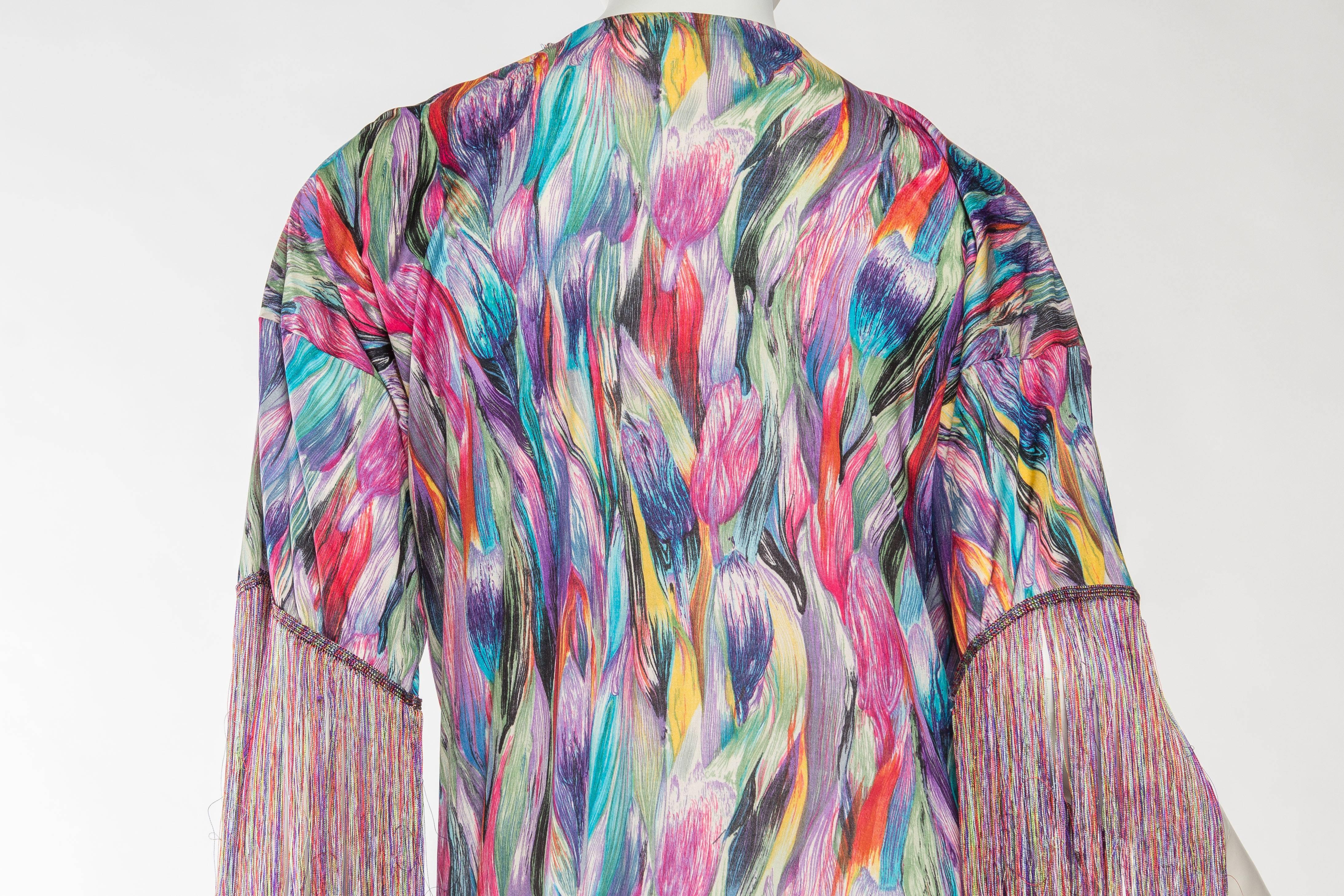1970s Missoni Fringed Silk Jersey Kimono 4