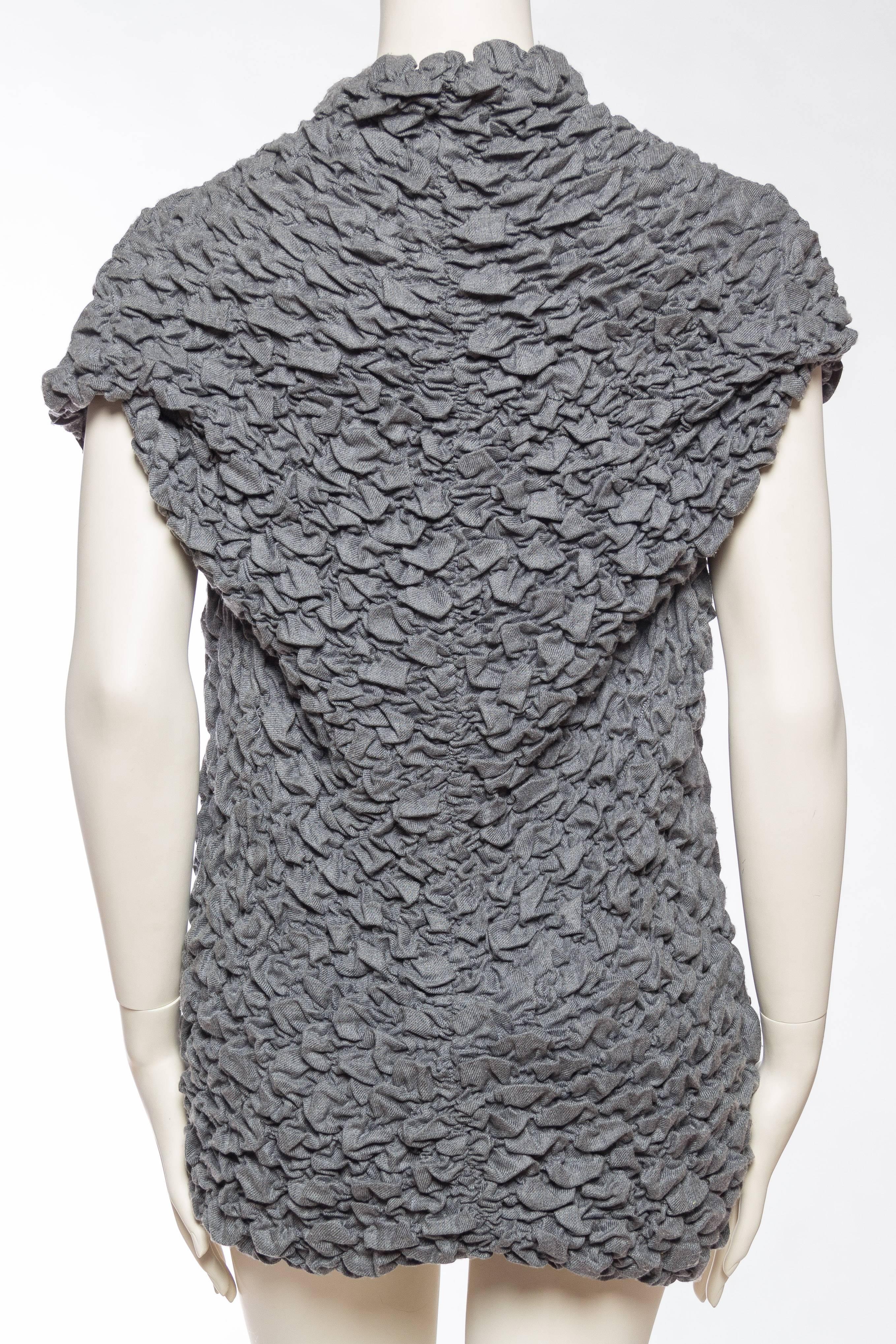 Gray 1990S ALEXANDER MCQUEEN Grey Textured Knit Top From Fall 1999 