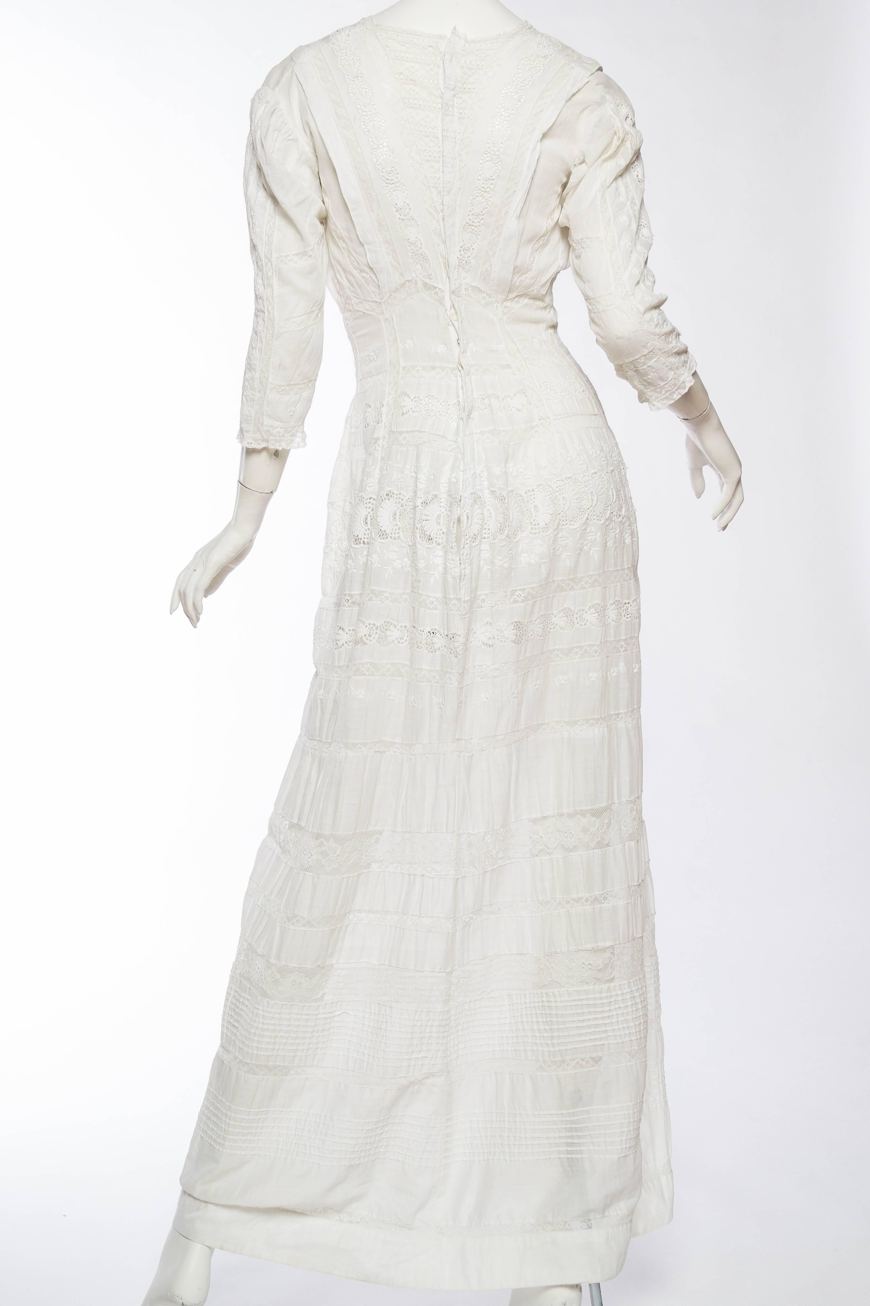 Women's Antique Cotton and Lace Edwardian Tea Dress