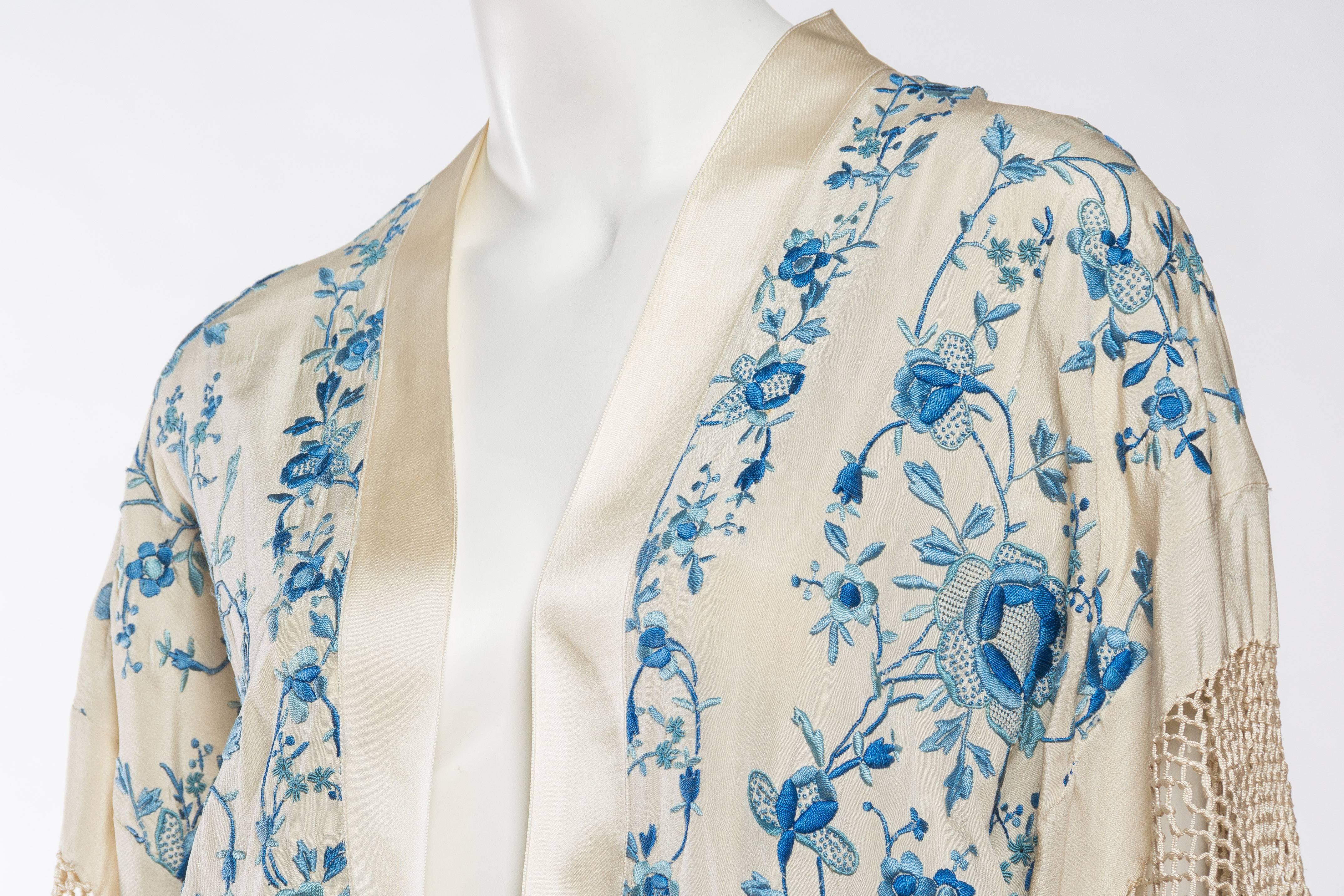 Fringed Kimono Jacket Made from a Hand Embroidered Chinese Shawl 2