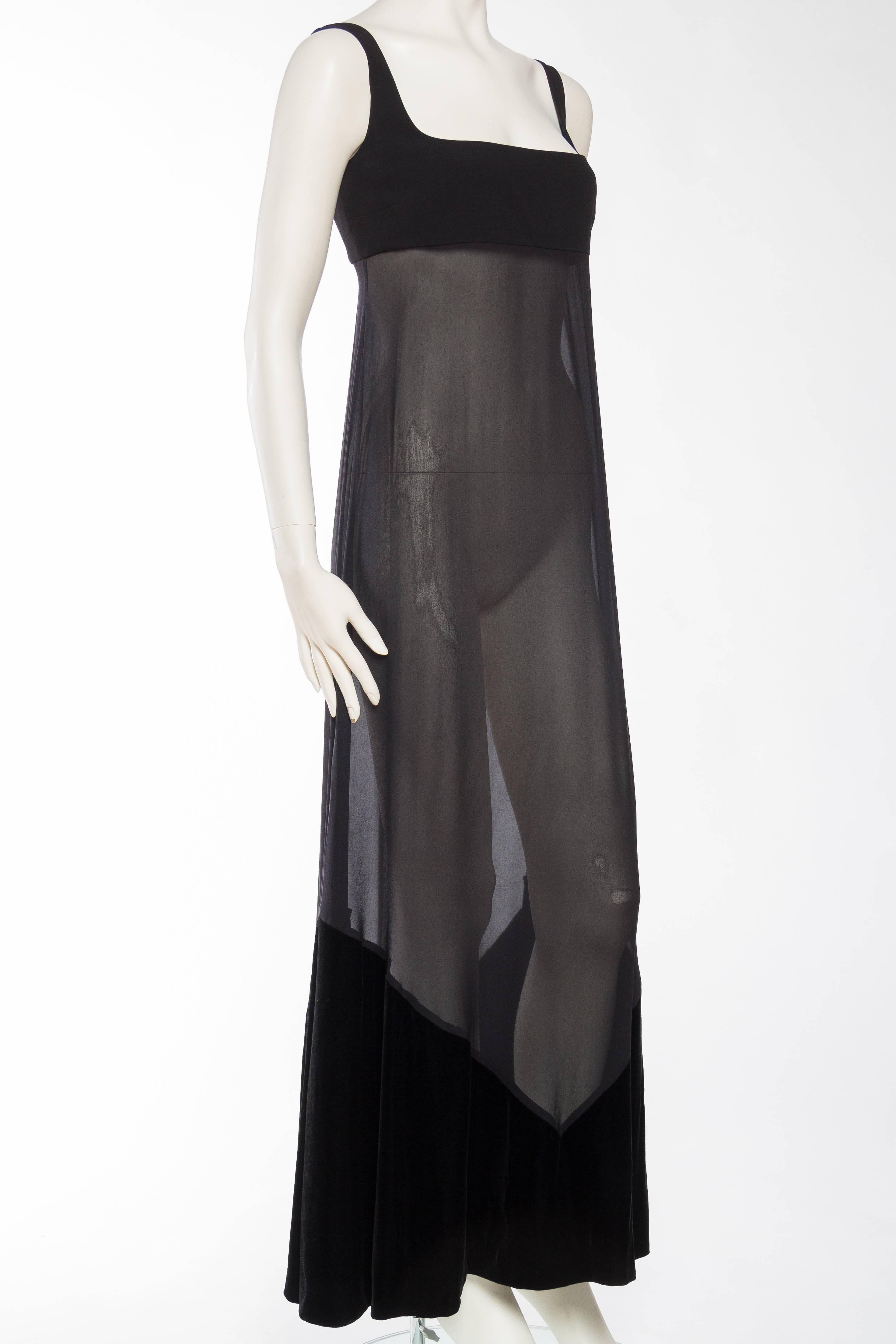 1990s Gianfranco Ferre Sheer and Velvet Gown In Excellent Condition In New York, NY