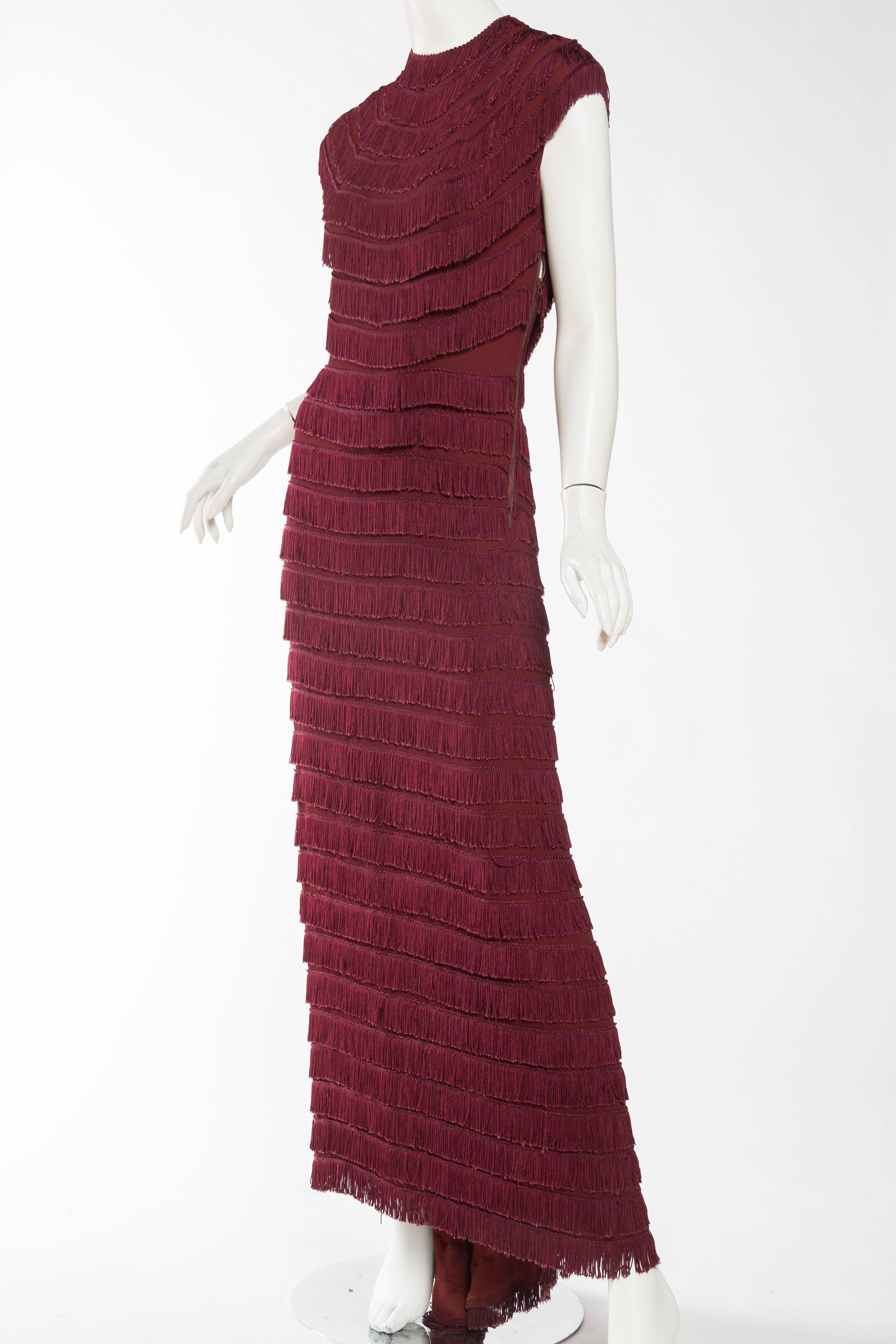 Glorious Late 1930s Fully Fringed Gown with Train In Good Condition In New York, NY