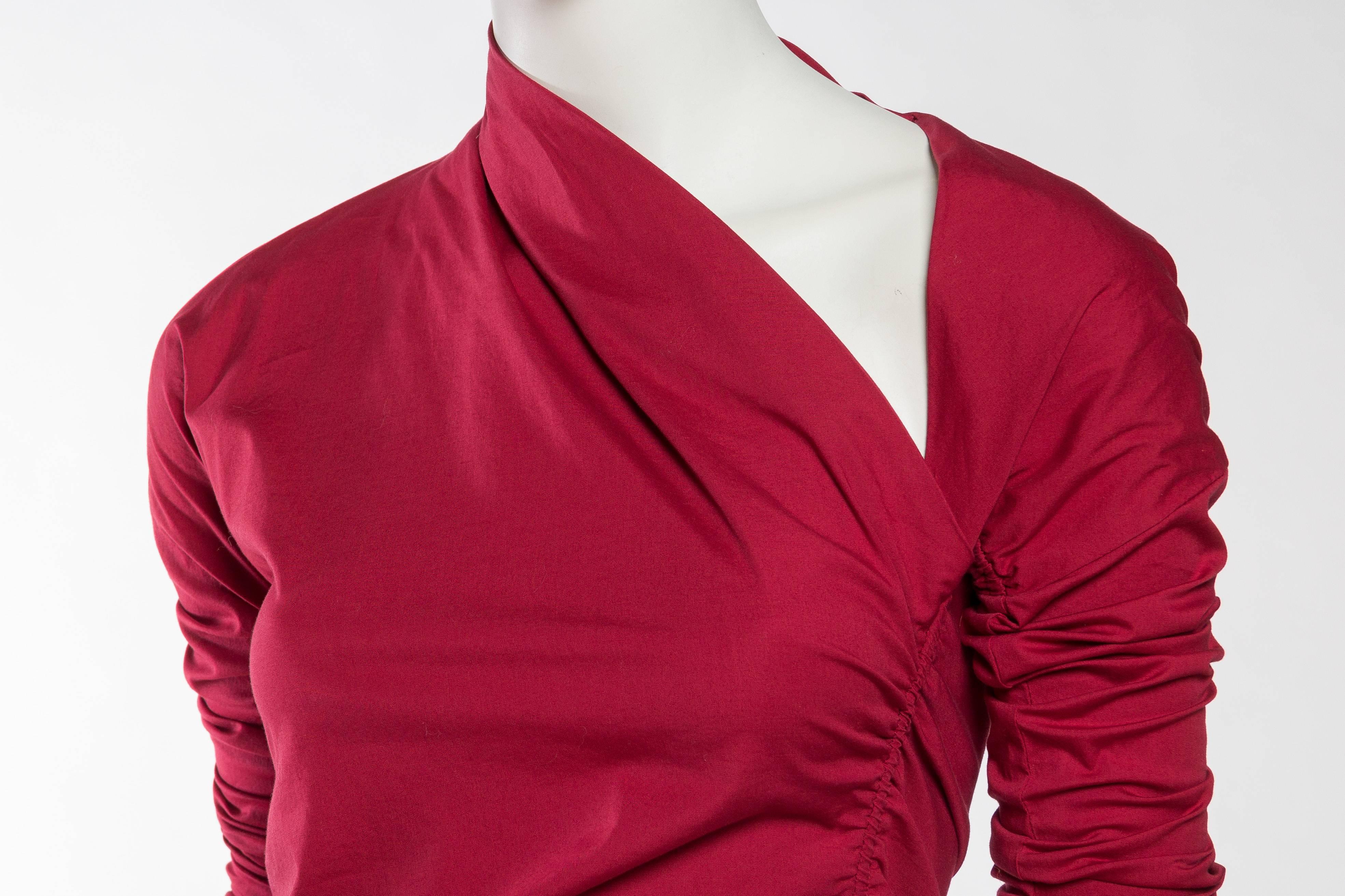 1990s Romeo Gigli Ruched Cotton Blouse 1