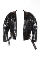 1990s Gianni Versace Croc Embossed Shiny Bomber Biker Jacket