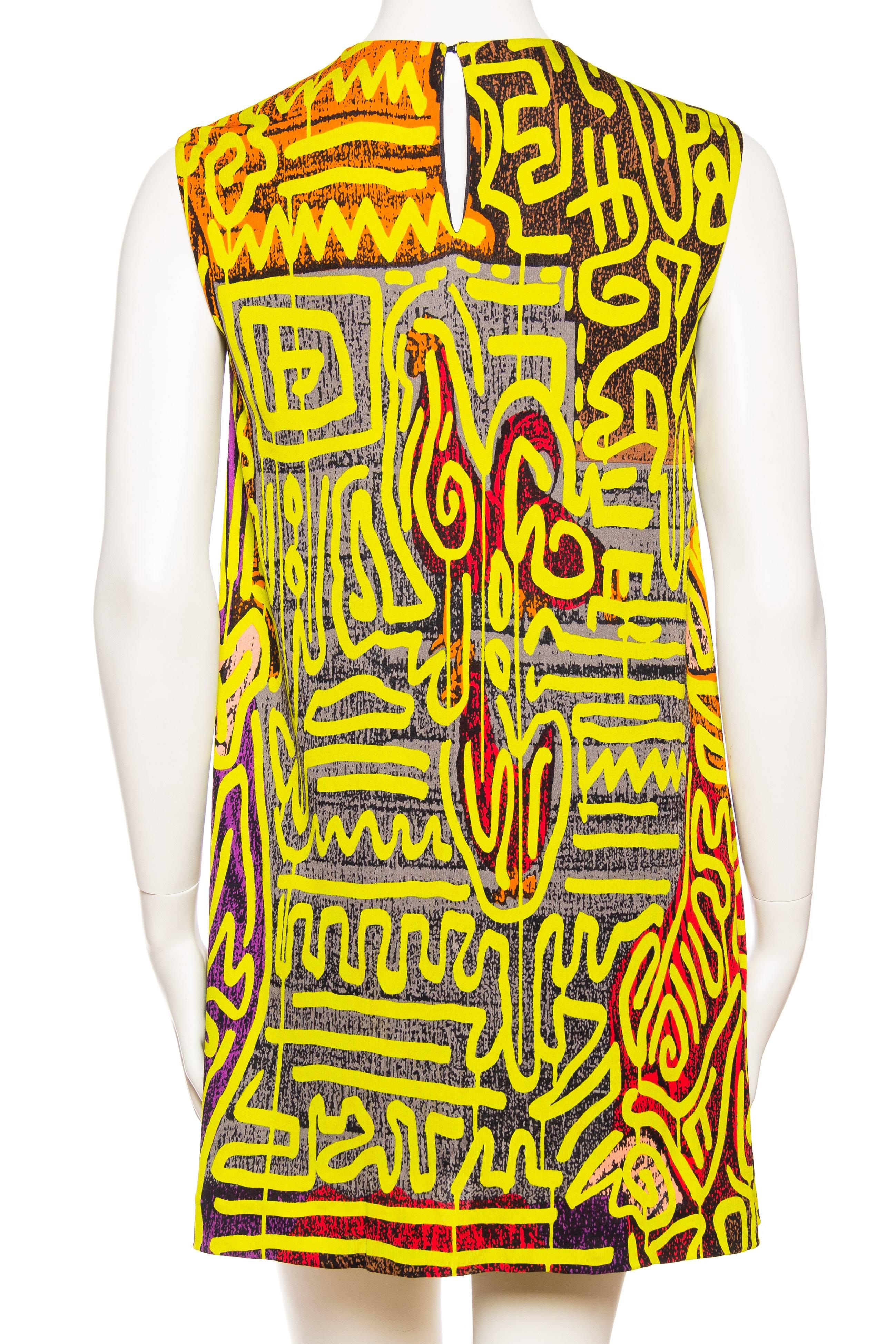 Yellow Stephen Sprouse Haring Cock Dress