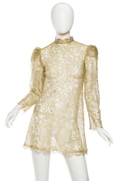 Gucci Style Vintage Gold Lace Dress