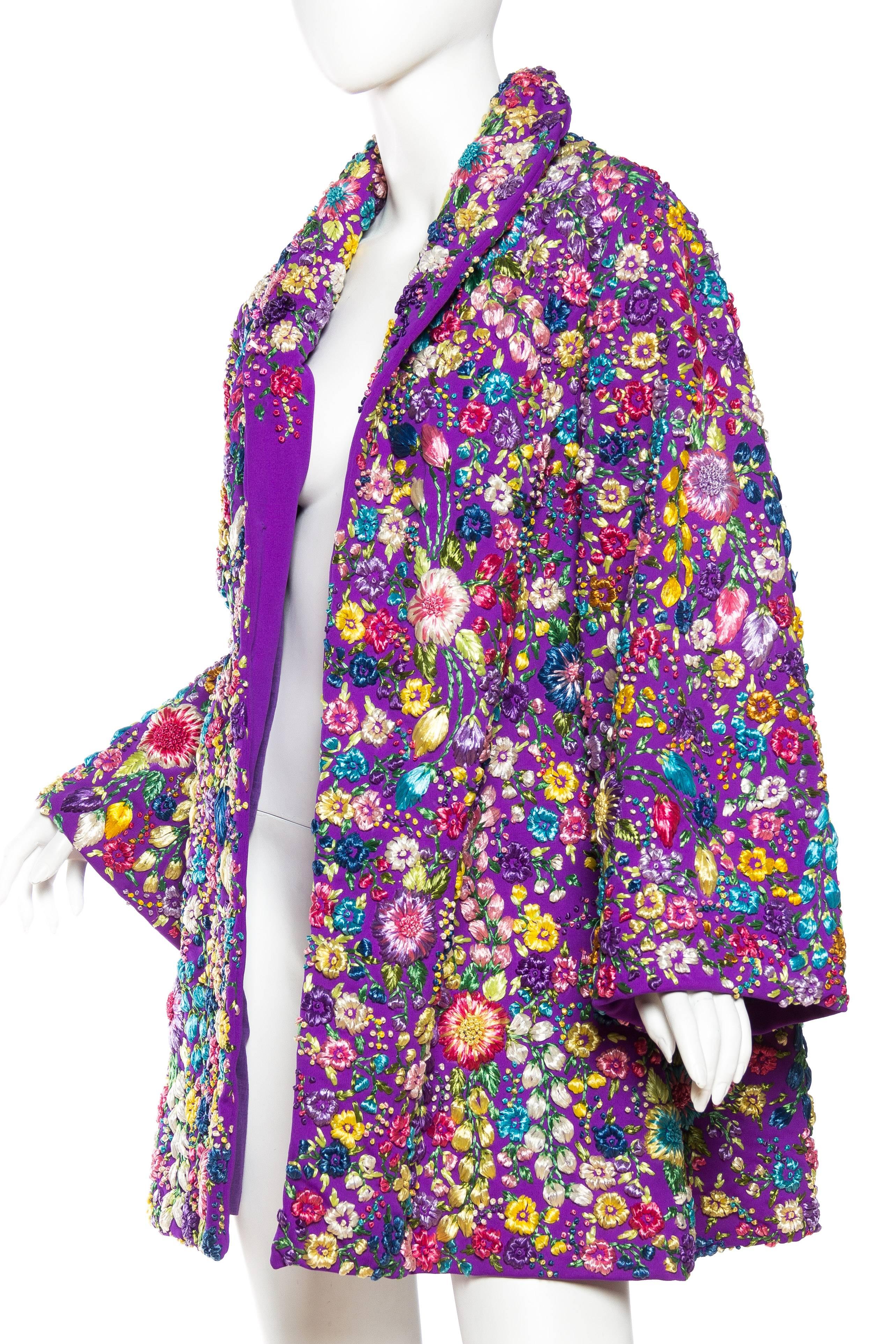 Phenomenal Fully Embroidered Gucci Like Floral Coat In Excellent Condition In New York, NY