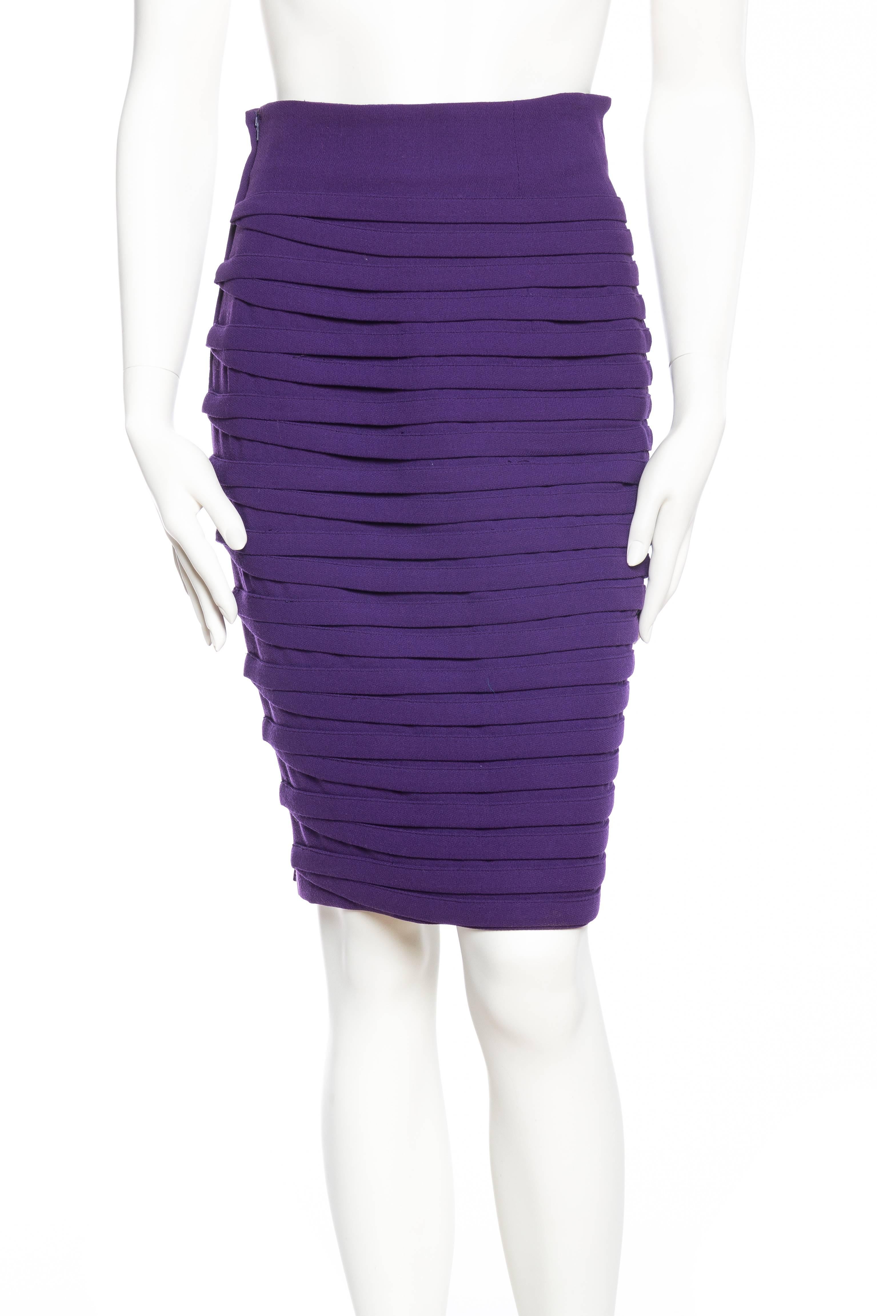 Purple 1980s Gianni Versace Couture High Waisted Pencil Skirt