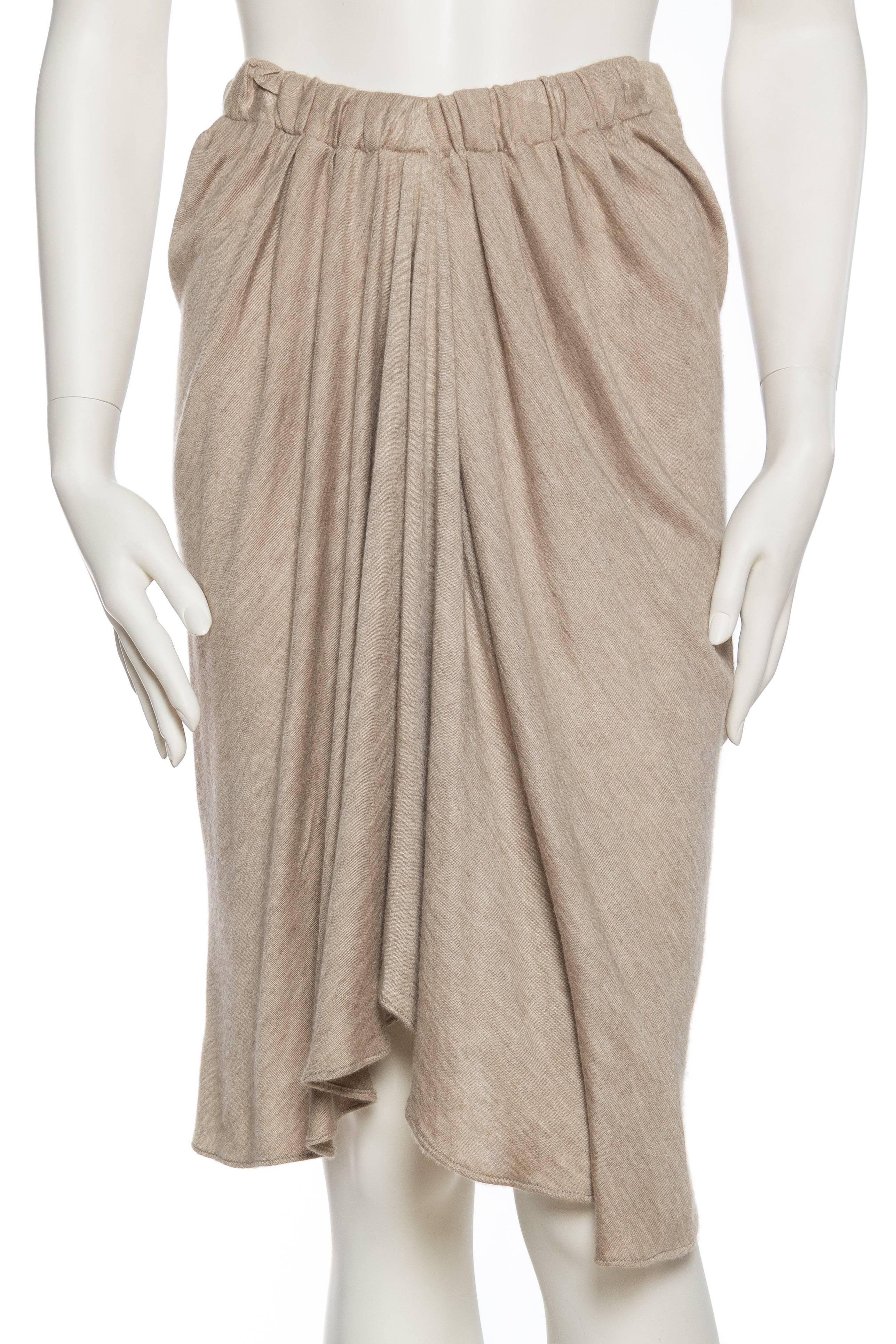 Donna Karan Draped Cashmere Skirt with elastic waist for varying sizes. 