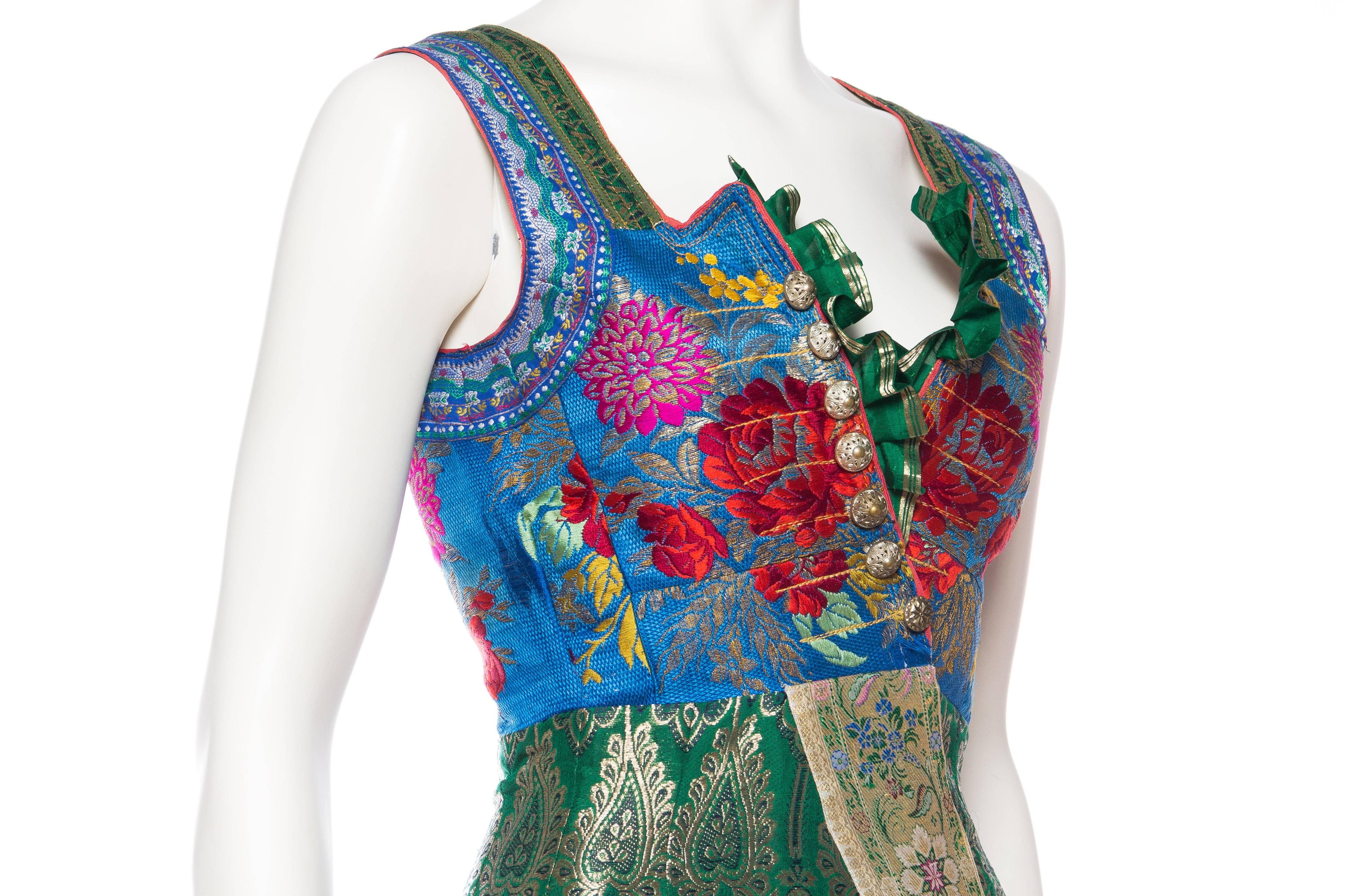 Dress made from Antique Folk and Indian Silks with Metallics 1