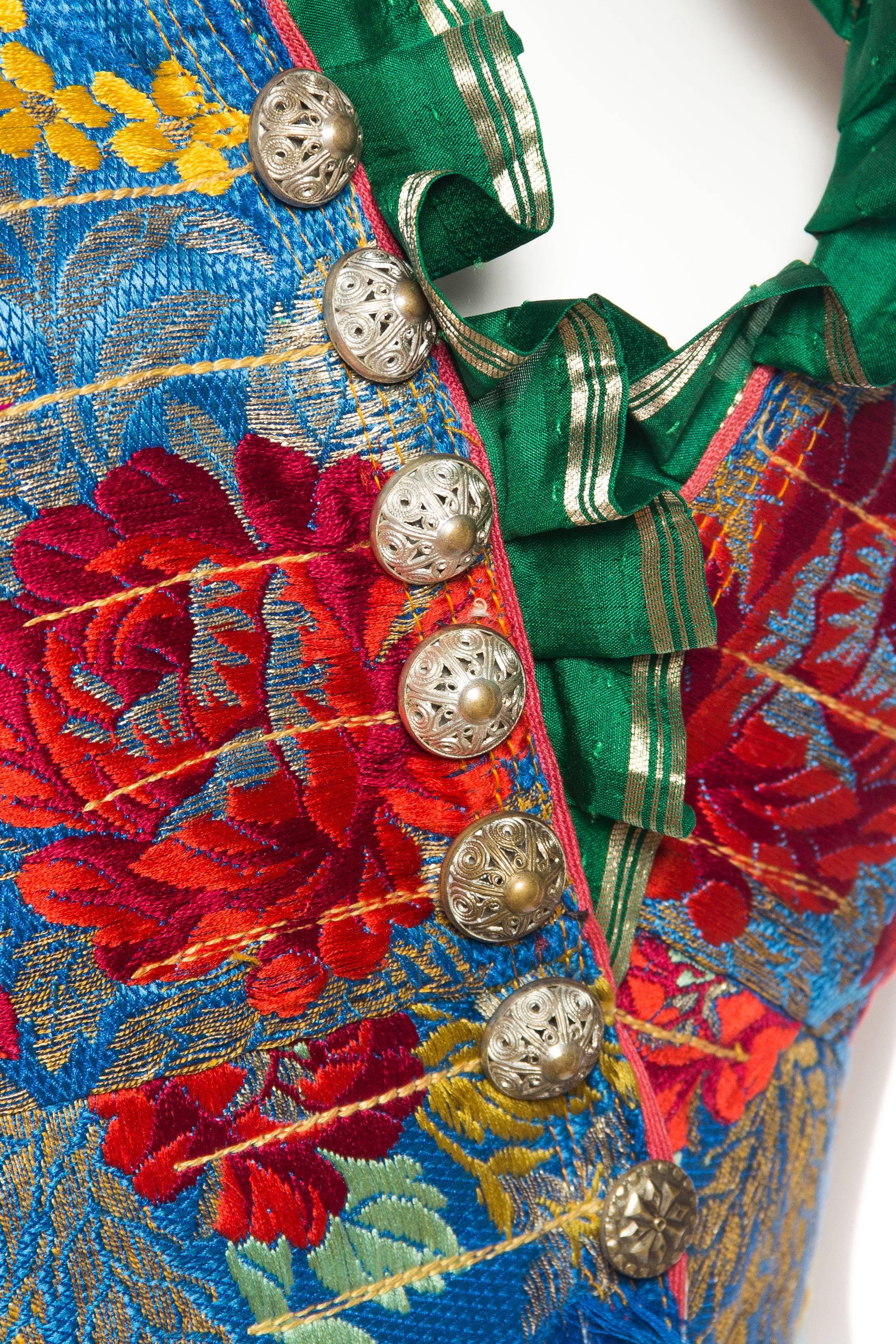 Dress made from Antique Folk and Indian Silks with Metallics 3