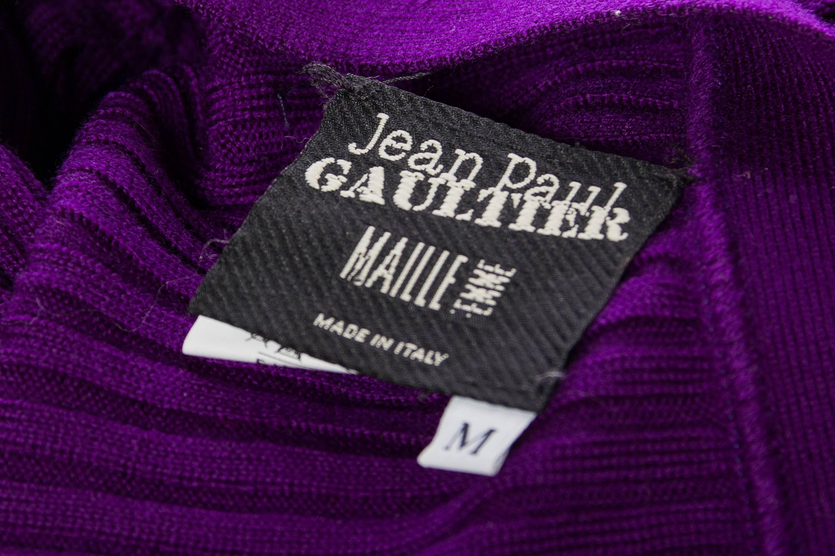 1990S JEAN PAUL GAULTIER Purple Wool Rib Knit  Skirt With Side Slit & Black Pon 6