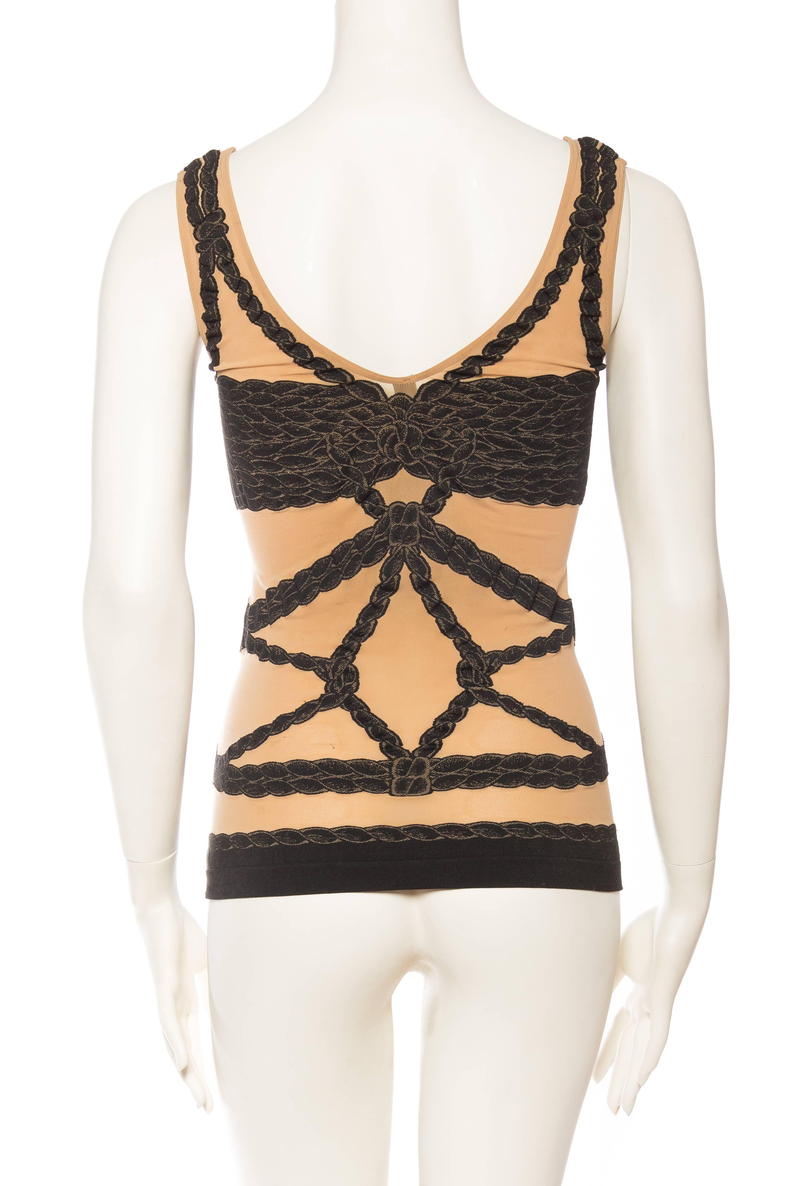 1990S ZAC POSEN Spandex Knit Rope Bondage Top By Wolford In Excellent Condition In New York, NY