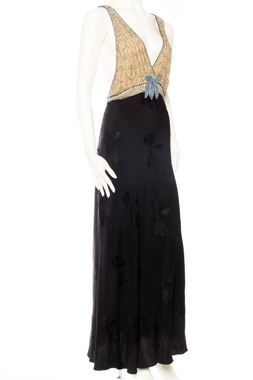 Phenomenal Crystal Beaded Bias 1930s Backless Gown at 1stdibs