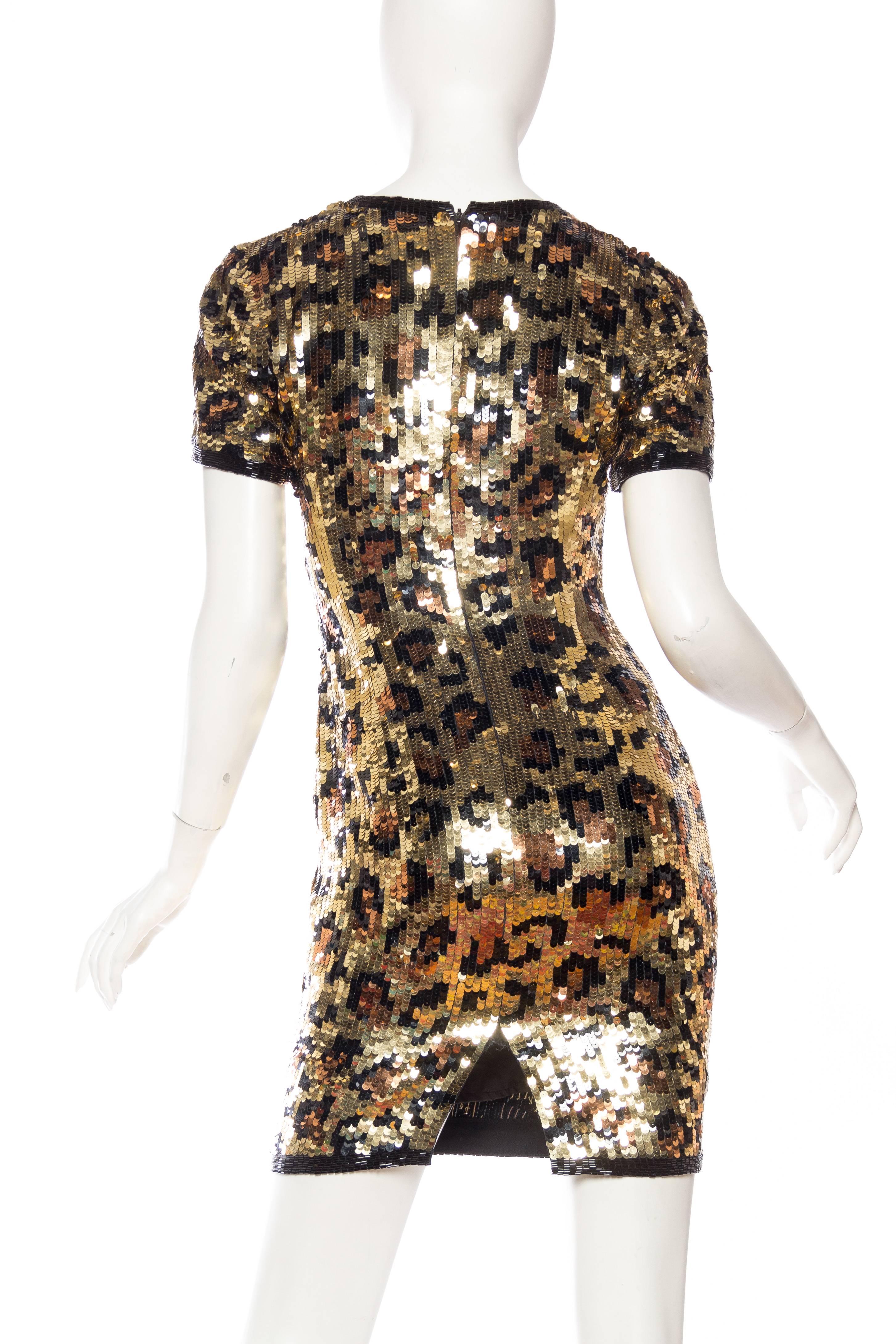 Shimmering Leopard Sequin Dress In Excellent Condition In New York, NY